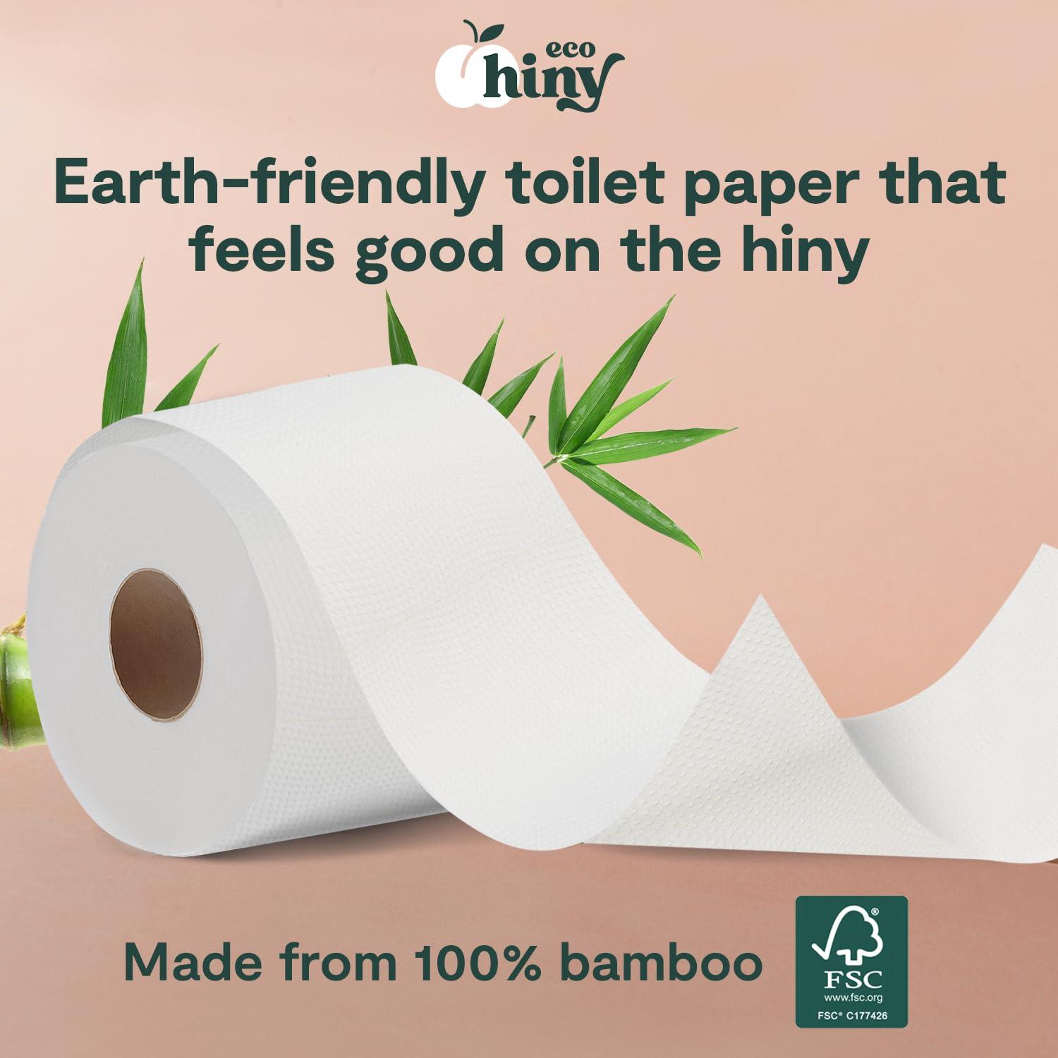 ecoHiny Premium & Soft Bamboo Toilet Paper | 12 Mega Rolls, 3 ply & 350 Sheets | FSC Certified, PFAS Free, BPA Free, Septic Safe | Tree Free Toilet Tissues | Plastic Free Packaging - Image 3