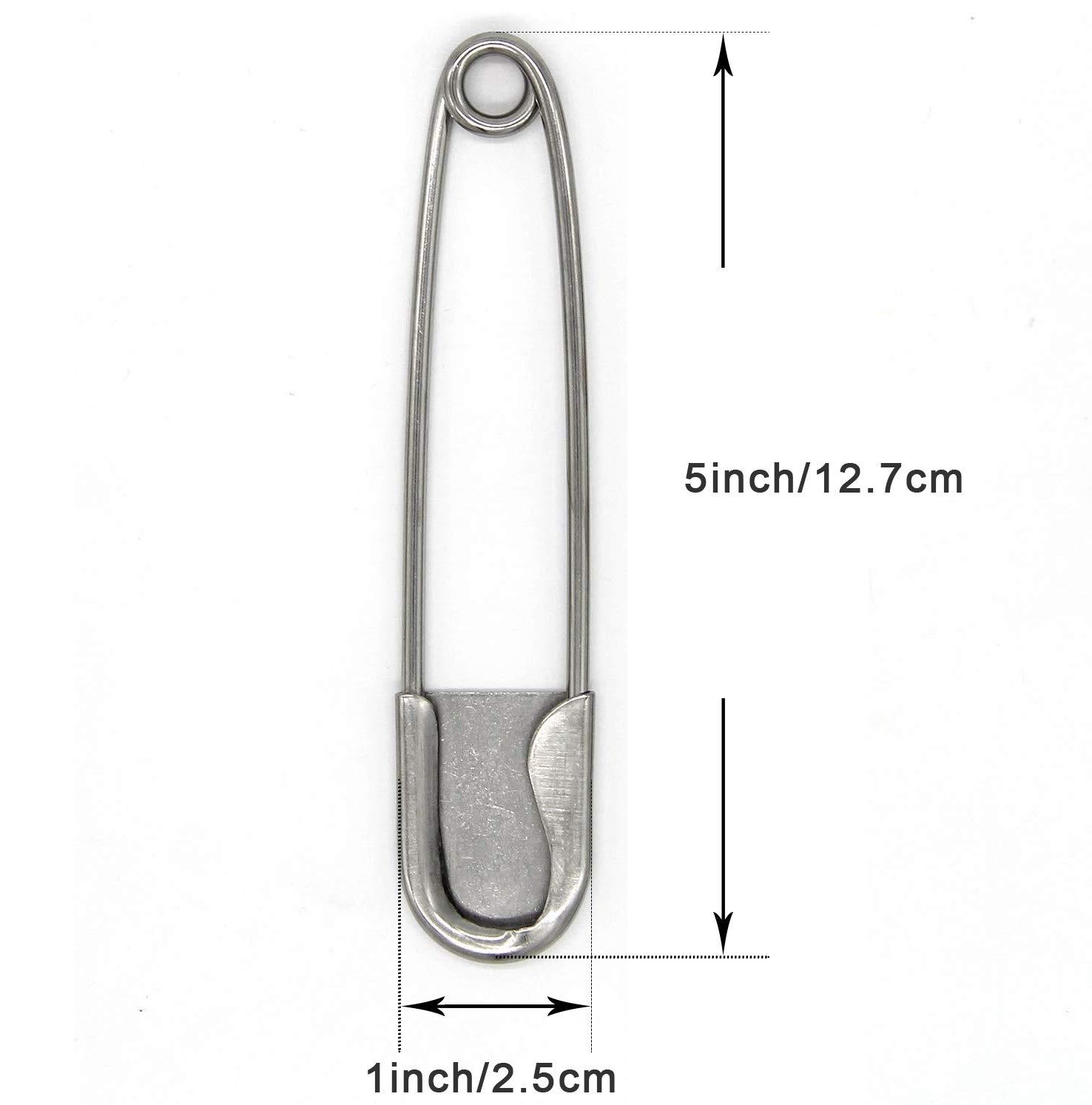 Coitak Large Safety Pins, 5 inch Safety Pins, 10 PCS Stainless Steel Safety Pins Large, Silver Huge Strong XL Safety Pins, Extra Large Laundry Pins for Blankets - Image 2