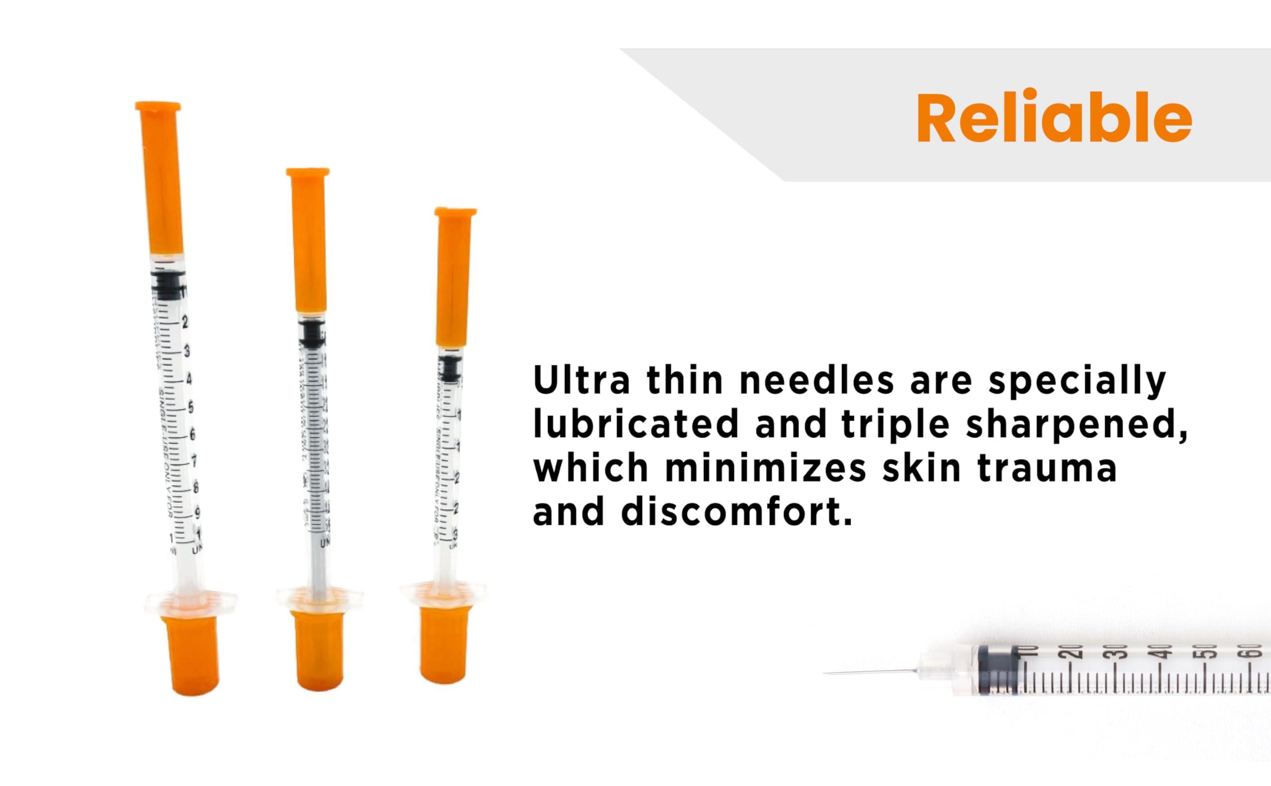 BH Supplies Insulin Syringes U-100 31G 1ml/cc 5/16" (8mm) Pack of 100 Pcs - Image 4