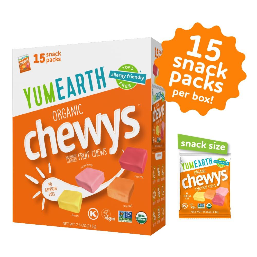 YumEarth Organic Chewys Fruit Flavored Candy Chews - Allergy Friendly, Gluten Free, Non-GMO, Vegan, No Artificial Flavors or Dyes - Assorted Flavors, 7.5 oz. - Image 3