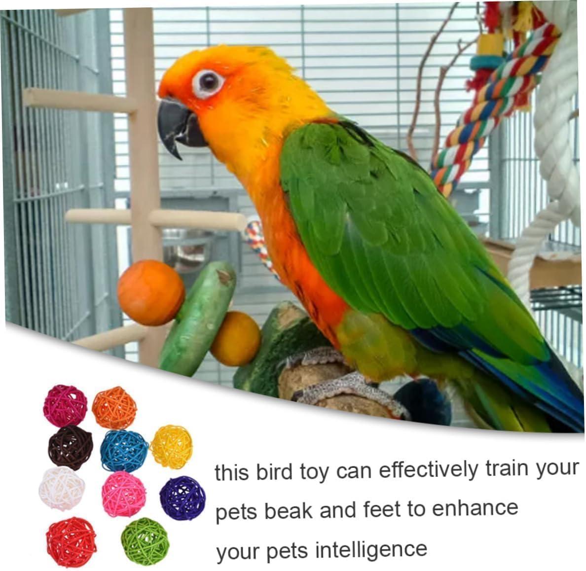 10PCS Multicolor Rattan Balls,Multifunction Wicker Ball,Crafts DIY Accessories Vase Fillers Ornaments,Birds Quaker Parrot Parakeet Chewing Pet Bite Ball for Budgies Hamsters Ball Orbs,Pet Supplies - Image 3