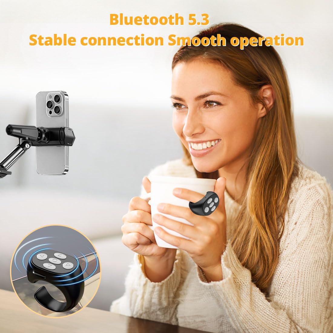 New Wireless Bluetooth Remote Control, Video Scrolling Ring Remote Control Page Turner Bluetooth Ring Scroller, Scrolling Rings Rechargeable Camera Video Remote (Black) - Image 5