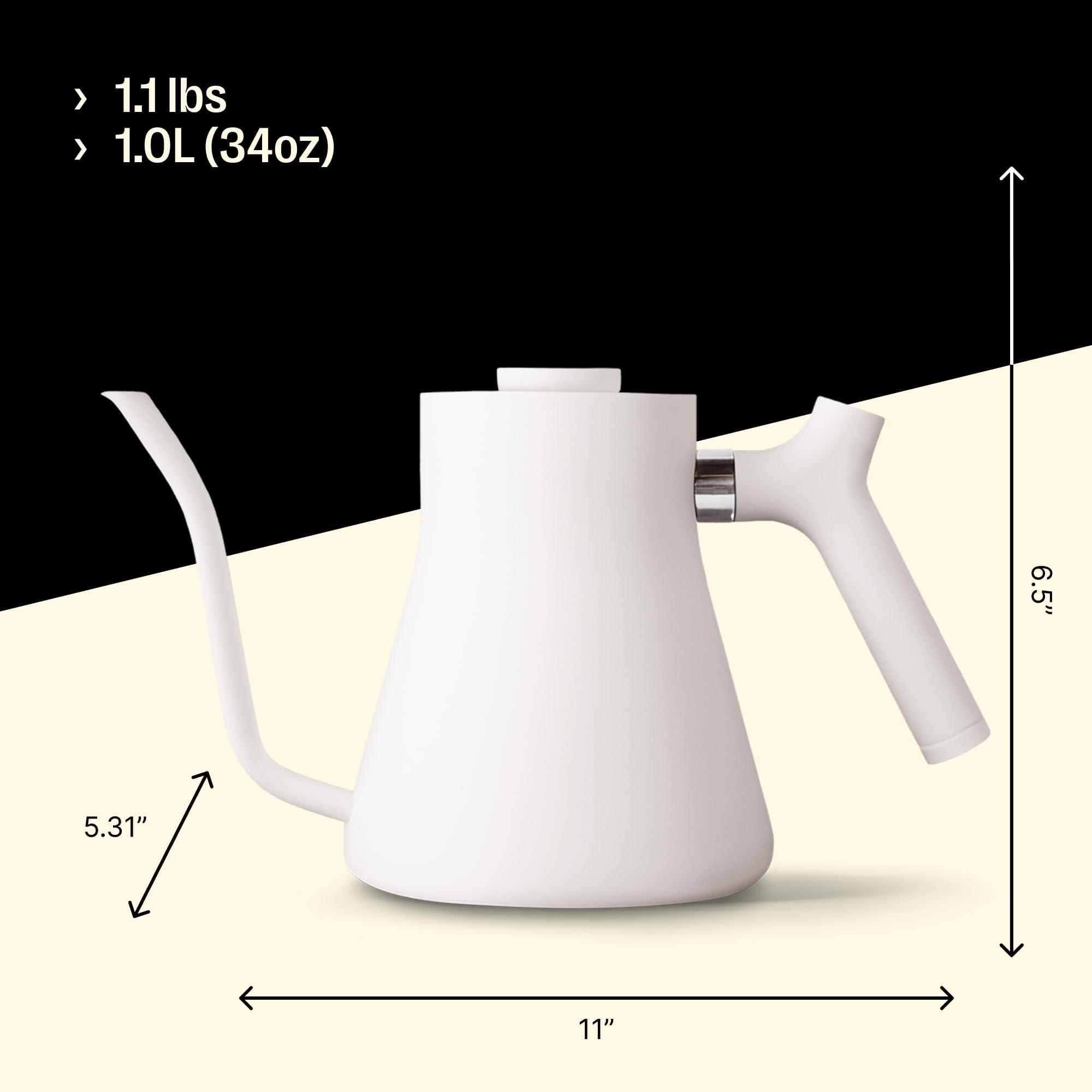 Fellow Stagg Stovetop Pour-Over Coffee and Tea Kettle - Gooseneck Teapot with Precision Pour Spout, Built-In Thermometer, Matte White, 1 Liter - Image 3