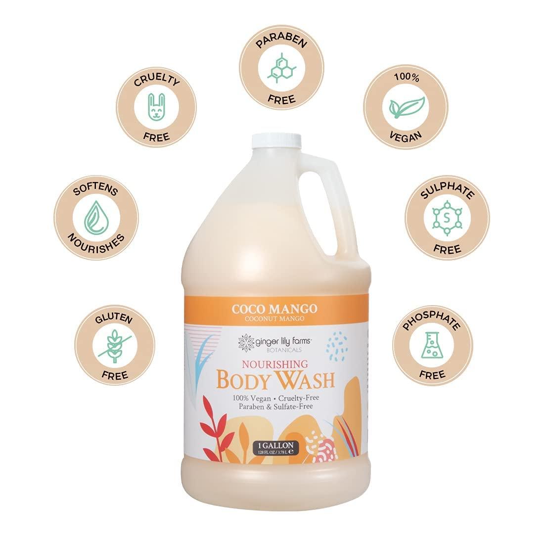 Ginger Lily Farms Botanicals Nourishing Body Wash, Coco Mango, 100% Vegan & Cruelty-Free, Coconut Mango Scent, 1 Gallon (128 fl oz) Refill - Image 6