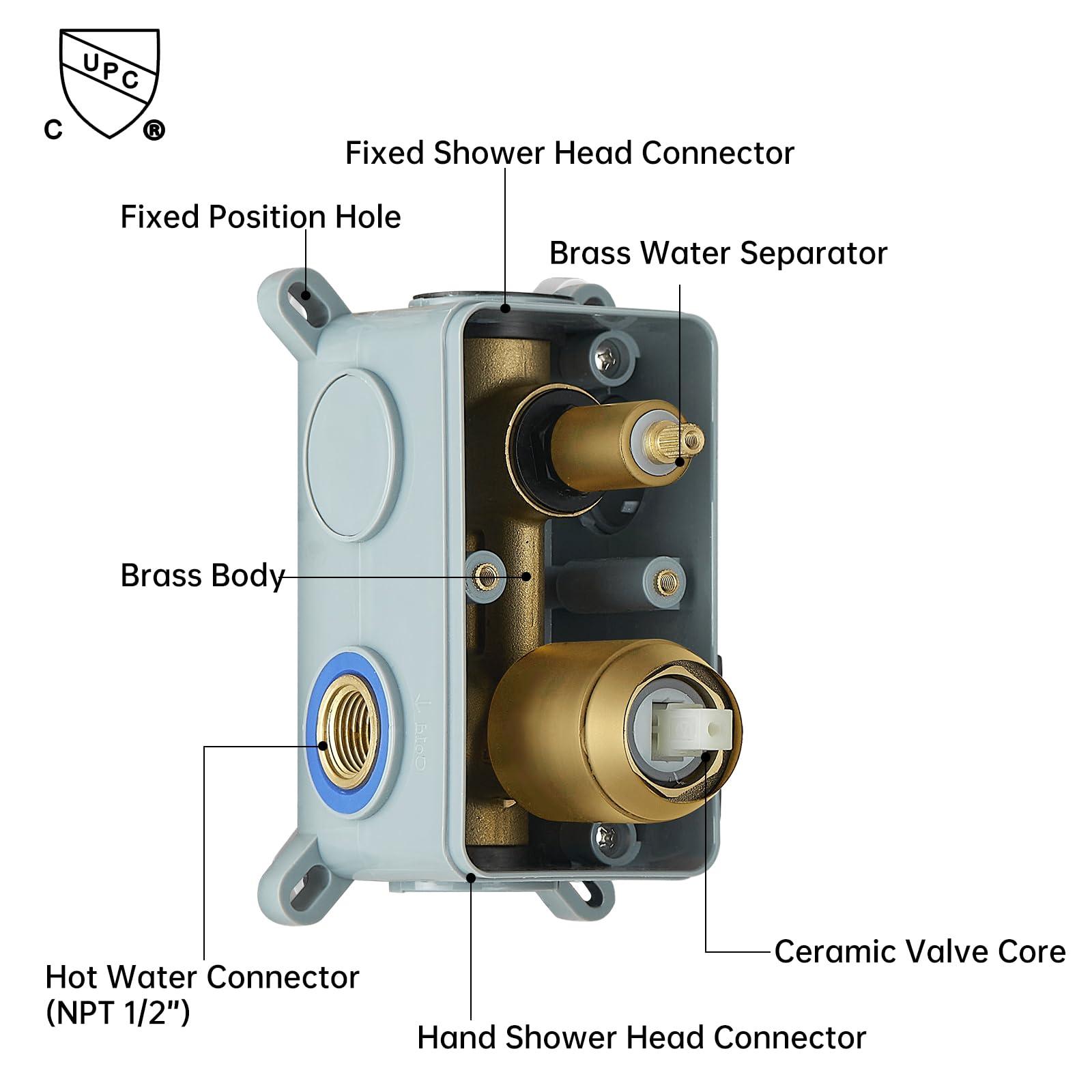 BESy Shower System with 10 Inch Round Rain Shower Head and Handheld Wall Mounted, High Pressure Rainfall Shower Faucet Fixture Combo Set with 2 in 1 Handheld Showerhead for Bathroom, Brushed Gold - Image 7