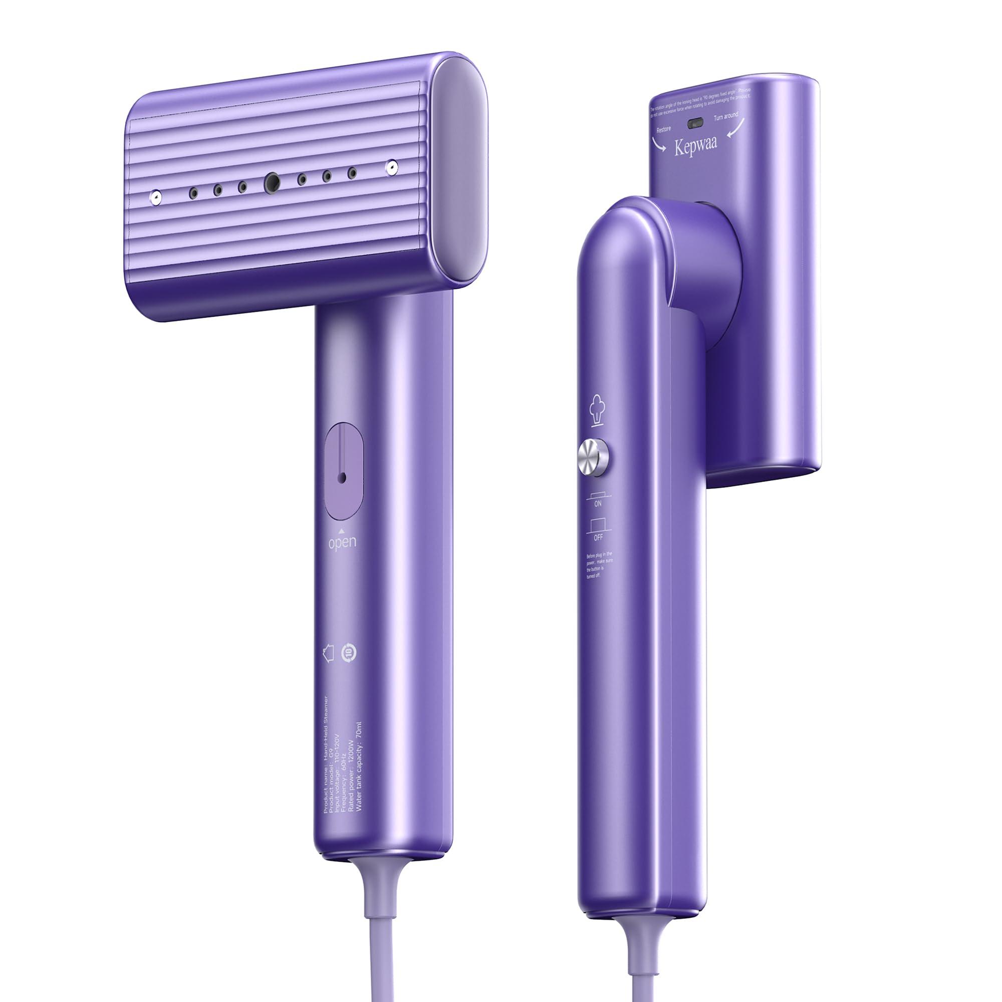 Travel Portable Steamer for clothes - Handheld Steamer for Fabric Clothing Wrinkles, 15s Fast Heat-up Rotary Garment Steamer, 1200W Light Mini Steam Iron for Home, Office and Travel (Purple) - Image 1