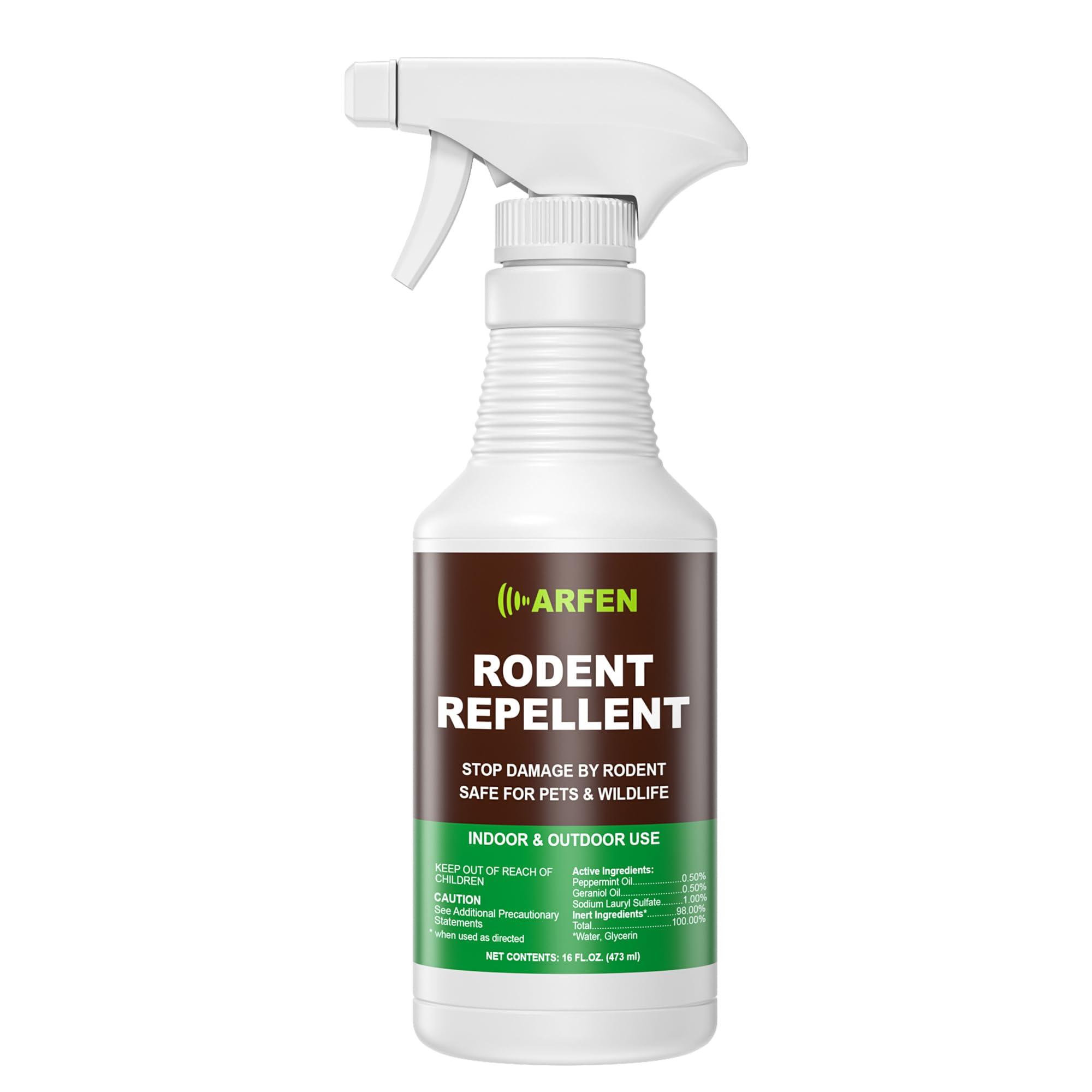 ARFEN Rodent Repellent Spray – Effective Natural Peppermint Formula for Mice, Rats, Squirrels, and Rodents. Safe for Indoor, Outdoor, and Car Engines. Safe for People and Pets. 16oz
