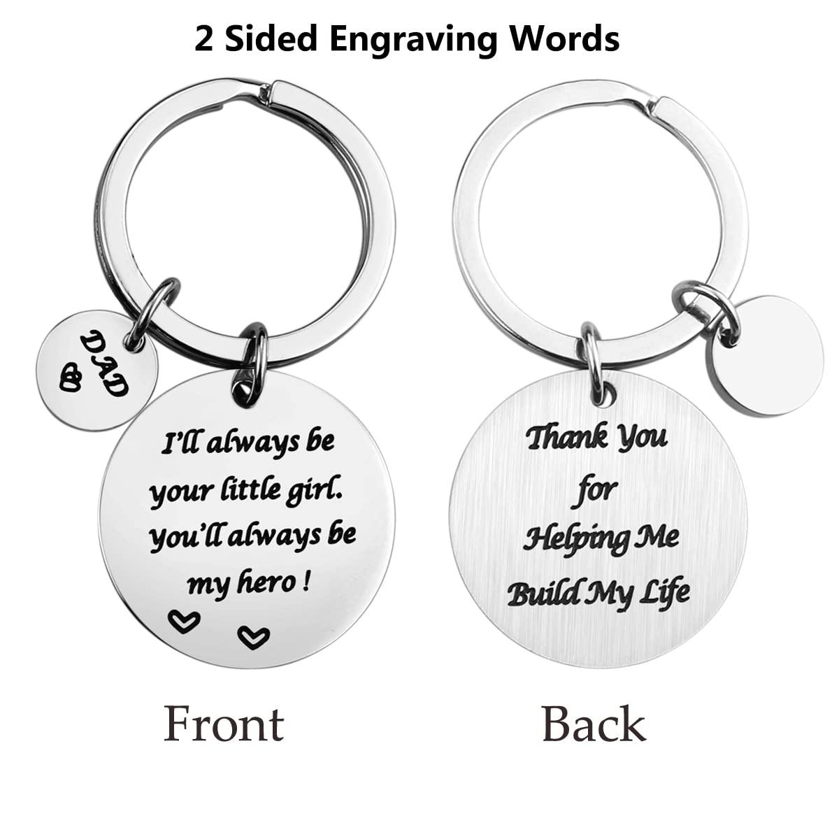 Father’s Day Gift - Dad Gifts from Daughter for Birthday Christmas Valentine’s Day, I'll Always Be Your Little Girl, You Will Always Be My Hero Daddy Keychain, Father Daughter Keyring - Image 2