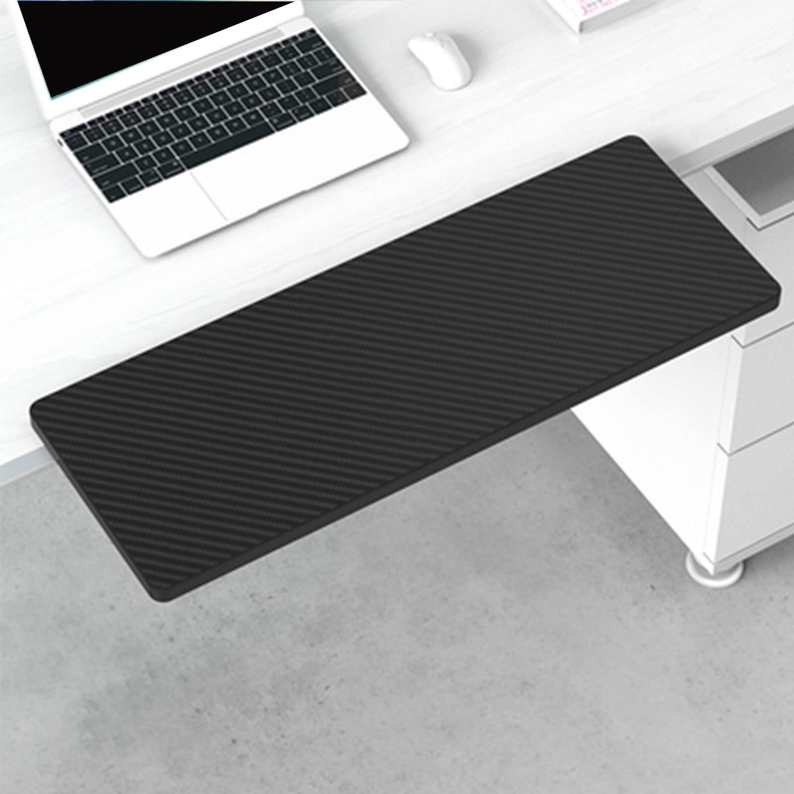 Ergonomic Computer Keyboard Stand for Desk，Extend Desktop Bow Mount Design Steel Bracket，Office Mouse and Keyboard Tray Suitable for Various Desktops(Carbon Fiber Color,55CM_Straight) - Image 3