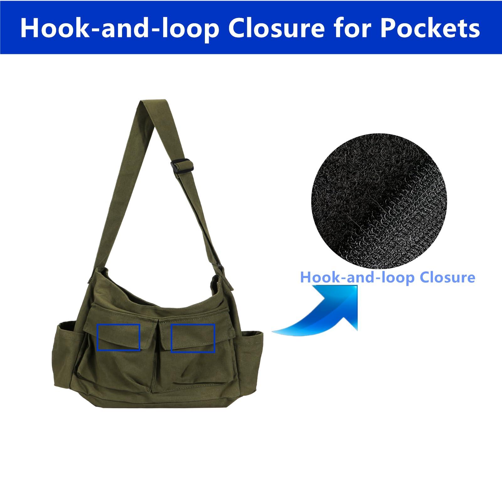 Vintage Canvas Crossbody Messenger Bag with Multiple Pockets and Hook-and-loop Closure, Ideal for School - Image 2