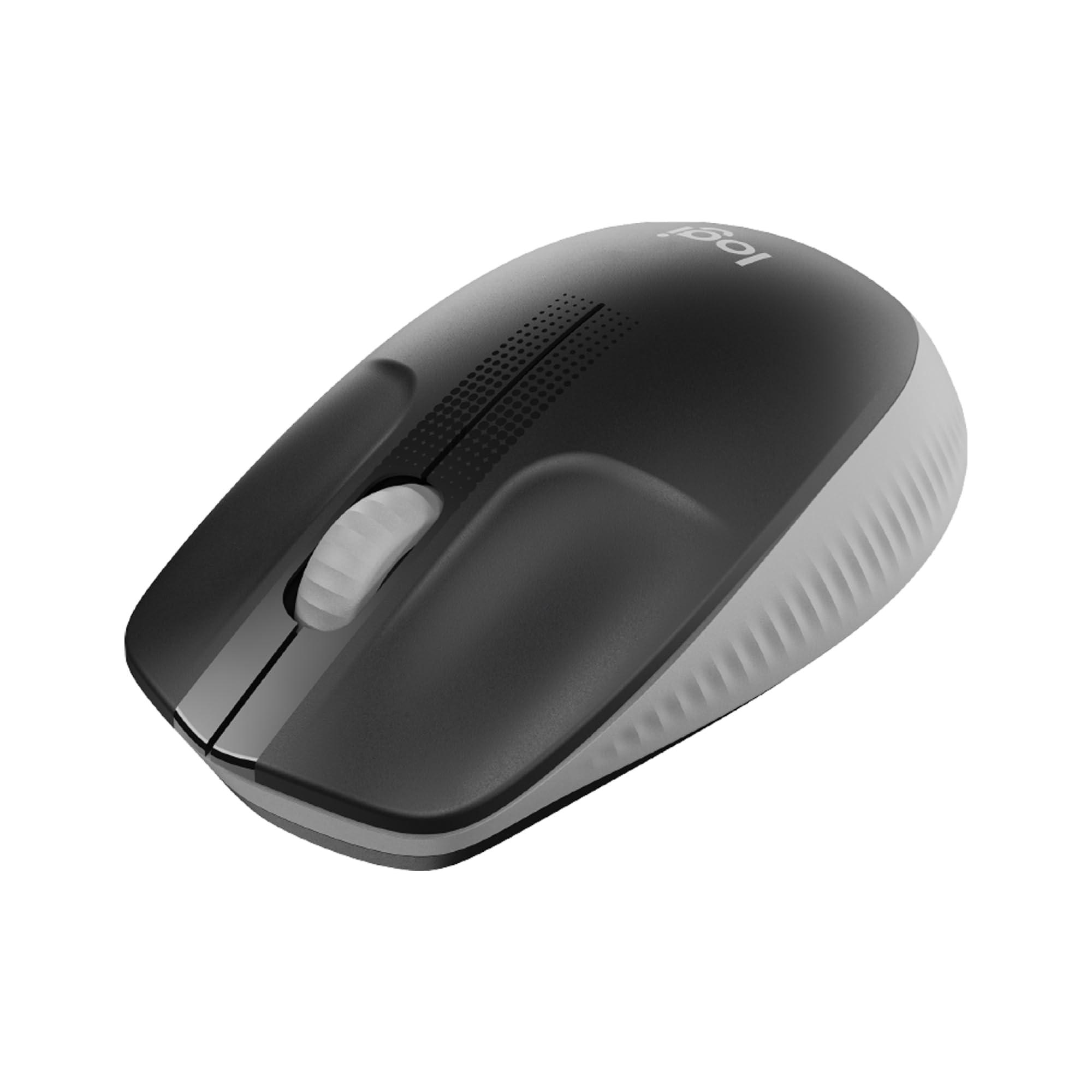 Logitech Wireless Mouse M190 - Full Size Ambidextrous Curve Design, 18-Month Battery with Power Saving Mode, Precise Cursor Control & Scrolling, Wide Scroll Wheel, Thumb Grips - Mid Grey