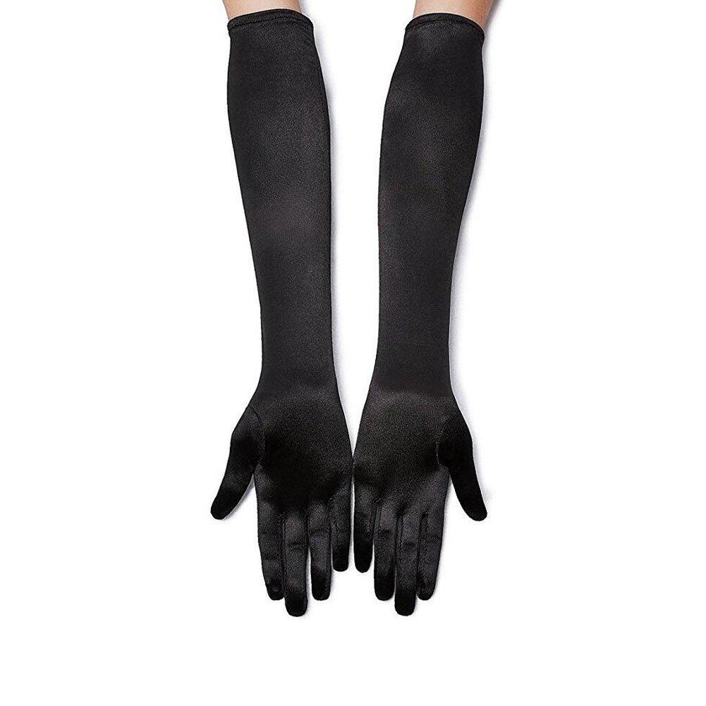 Long Opera Party Gloves for Women 1920s 20s Satin Gloves Costumes Elbow Length Bridal Evening Dress, 21.6 inches - Image 2