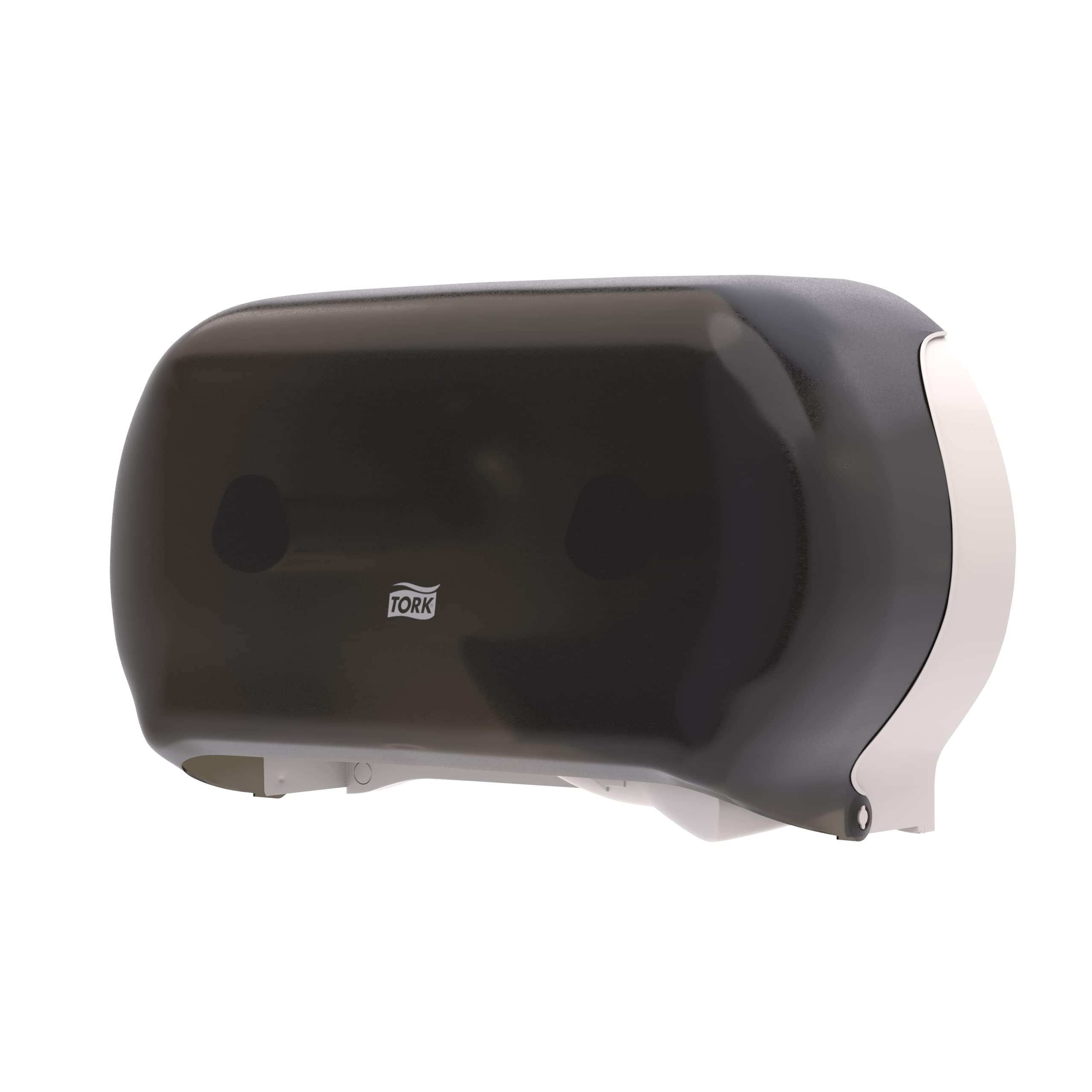 Tork Twin Jumbo Toilet Paper Roll Dispenser Smoke T22, Refill Indicator Window, 56TR - Image 2
