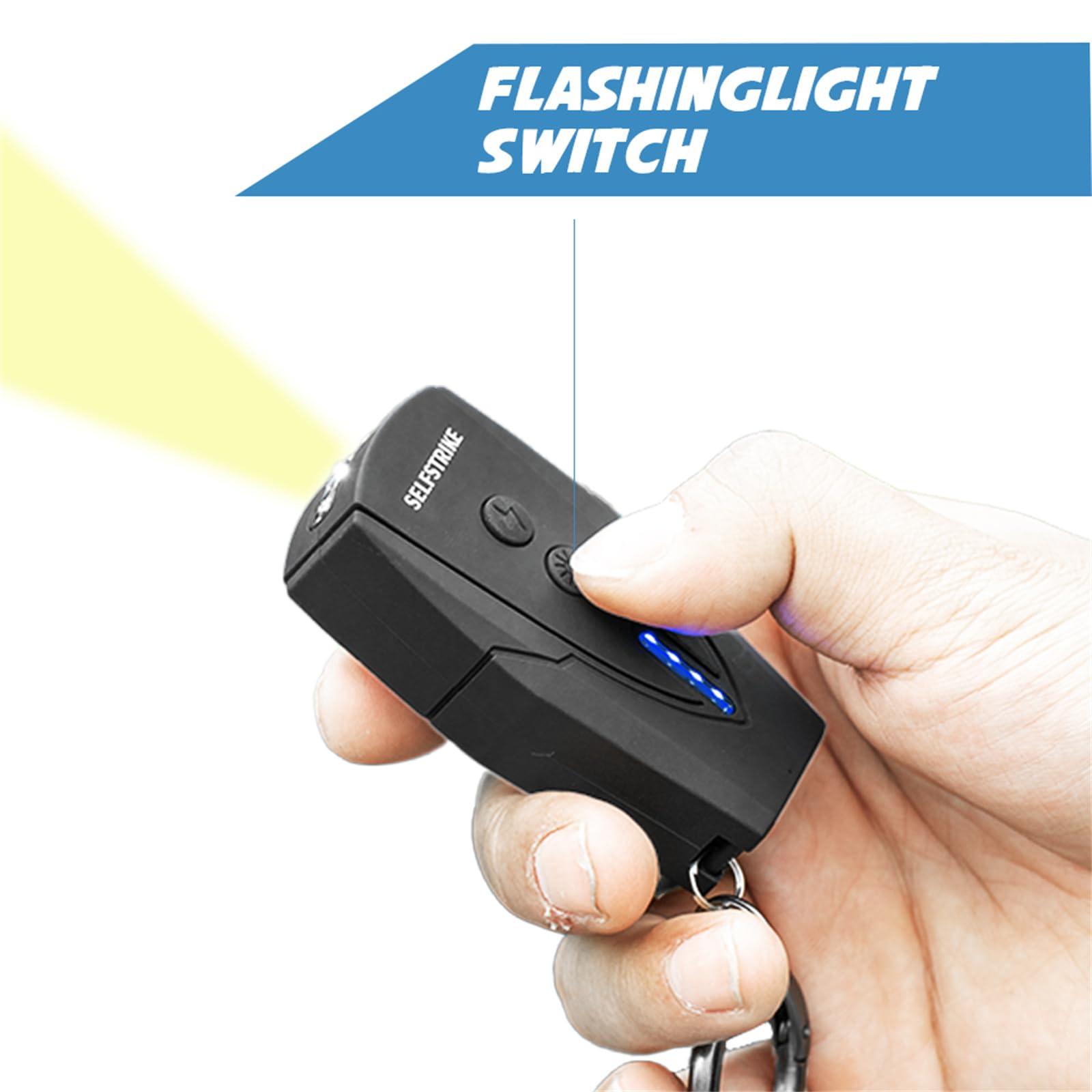 Selfstrike Mini Stun Gun with LED Flashlight and Wrist Strap – Unique Key Chain Design – Using Anti Slip Materials can Better and Faster aim with Charging Cable,mini Screwdriver and User Manual - Image 3