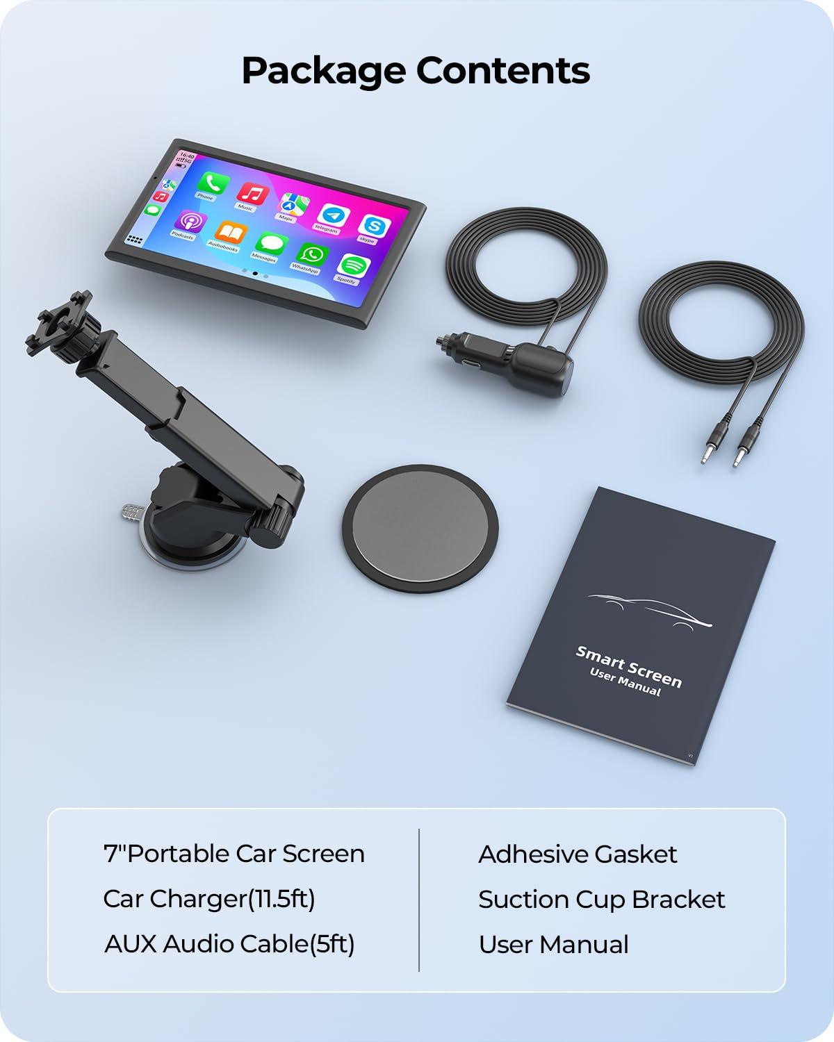 Krunia 7" Wireless Portable 60FPS Car Play Screen for Apple CarPlay & Android Auto, Portrait and Landscape Modes, Mirror Link, Bluetooth, Voice Control, GPS Navigation - Image 9