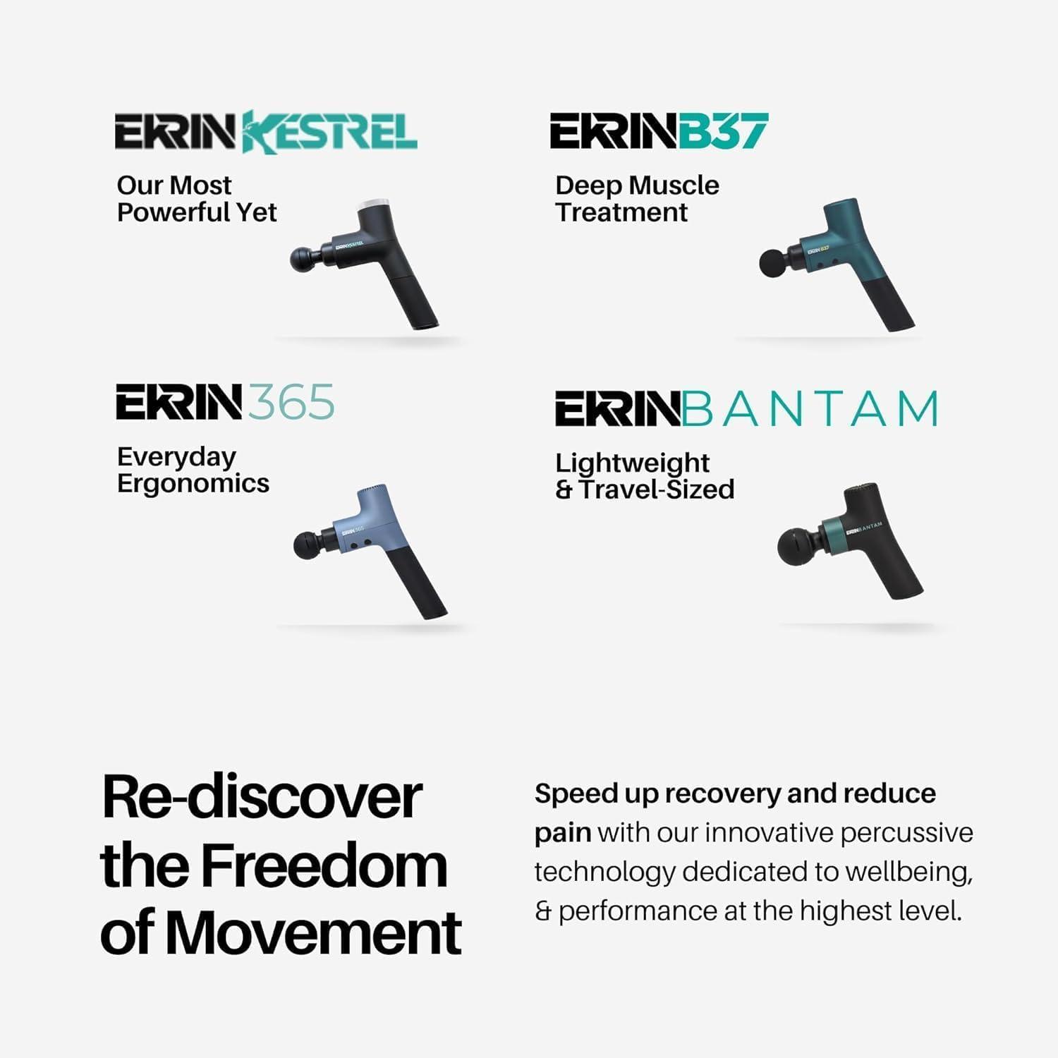 Ekrin Athletics B37v2 Massage Gun - Deep Tissue Massage with High-Powered Brushless Motor - Ergonomic Back Massager for Pain Relief - 5 Speeds, 4 Attachments - Ultra Quiet Hand-Held Massager - Image 6