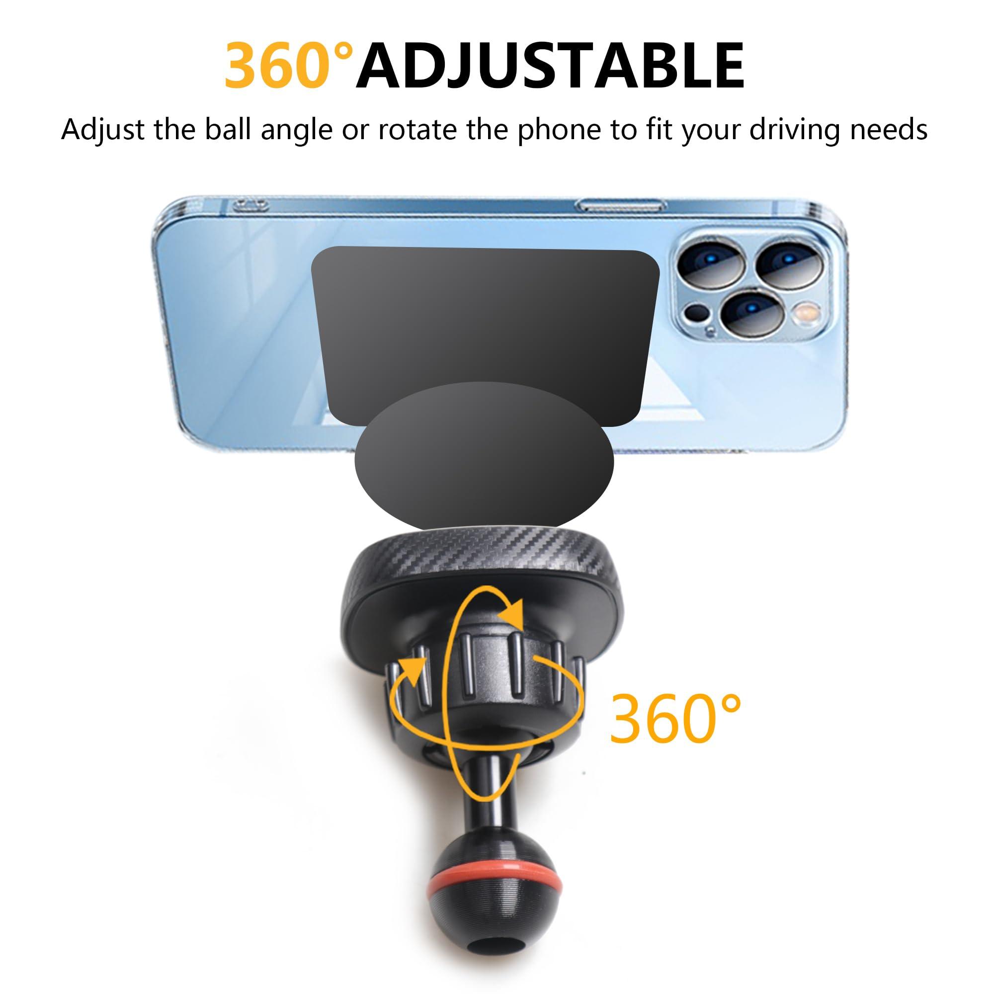 RERPRO Dash Cell Phone Mount Magnet Holder Compatible with 2024 2025 Jeep Wrangler JL 4XE Interior Accessories 360° Adjustable Dashboard Smart Phone Holder, 1 Pack Black Magnetic - Image 7