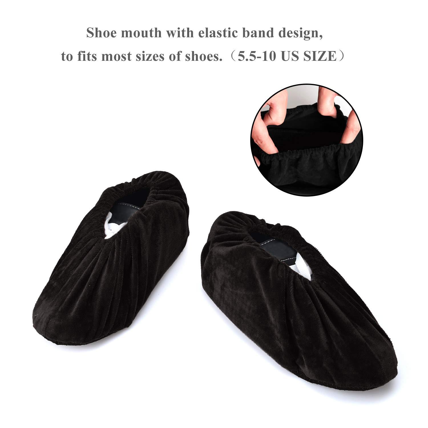 PlasMaller 5 Pairs Non Slip Washable Reusable Shoes Covers For Household Thickened Boots, Black, L - Image 4