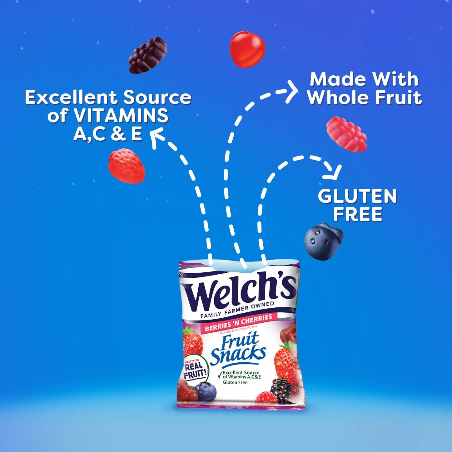 Welch's Fruit Snacks, Berries 'N Cherries, Individual Single Serve Bags, 0.8 oz (Pack of 40) - Image 5