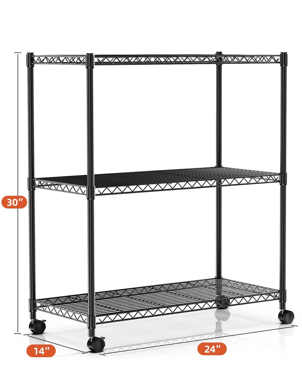 Simple Deluxe 3-Tier Storage Shelves, 750 Lbs Loading Capacity, 24.02" W x 13.78" D x 29.92" H Shelving Unit for Pantry, Garage and Kitchen, Black - Image 3