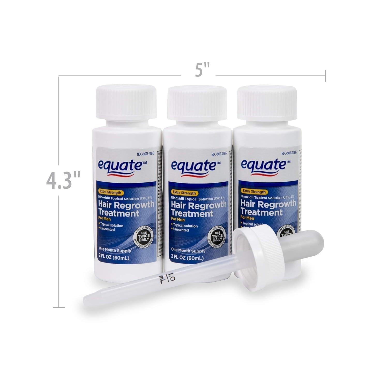 VSL Generic Equate Hair Regrowth Treatment for Men, Extra Strength, 3 Month Supply, 2 oz Bottles, 3 Count - Effective Thinning Hair Solution - Image 2