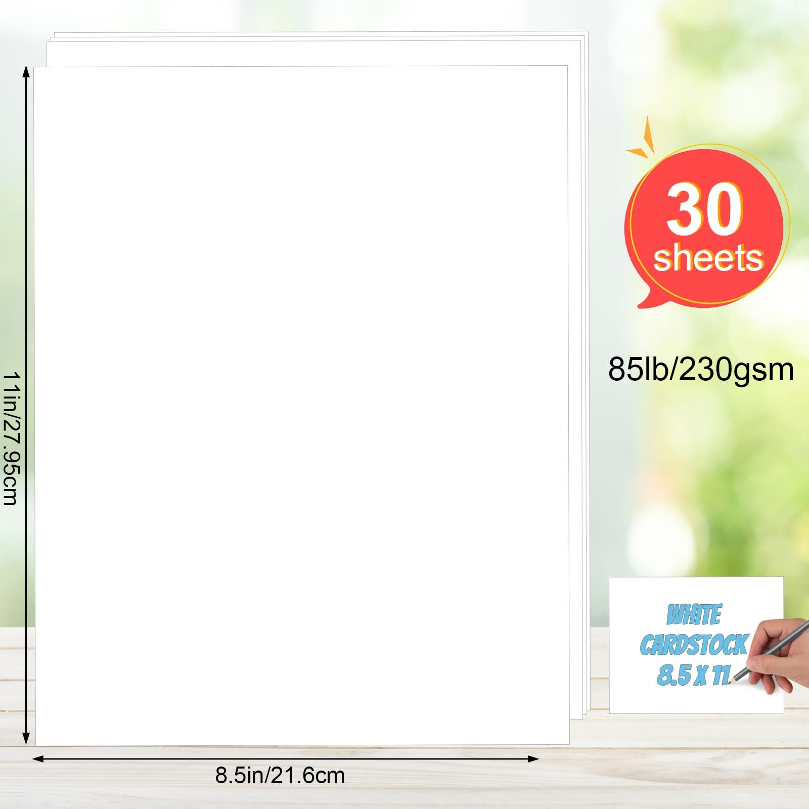 White Cardstock 8.5 x 11, 230gsm Cover Cardstock Paper, 85 Lb Heavy Card Stock for Printer, Card Stock Paper for Invitations, Scrapbooking, Crafts, Diy Cards, Decoration, Drawing (30 Sheets) - Image 3