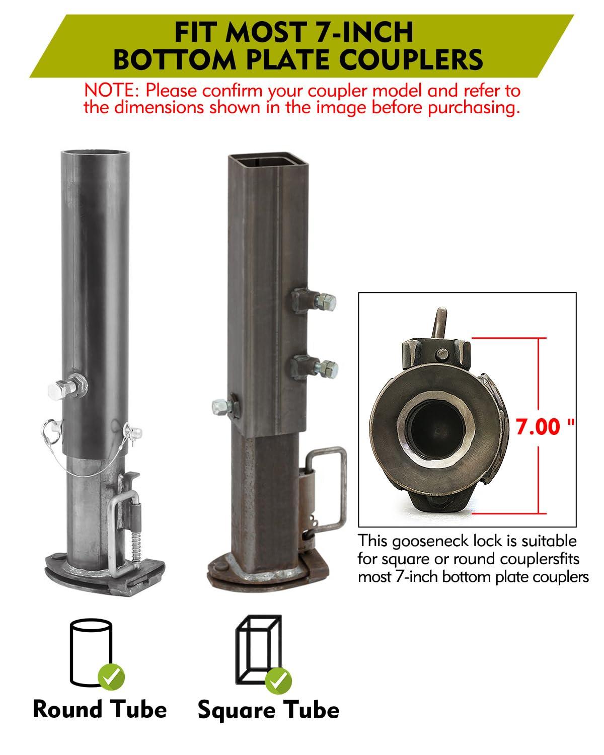 Aupar Patent-Designed Gooseneck Trailer Lock - Fit Most 7-Inch Bottom Plate Couplers, Heavy Duty Lock for Square & Round Trailer Tube - Red - Image 4