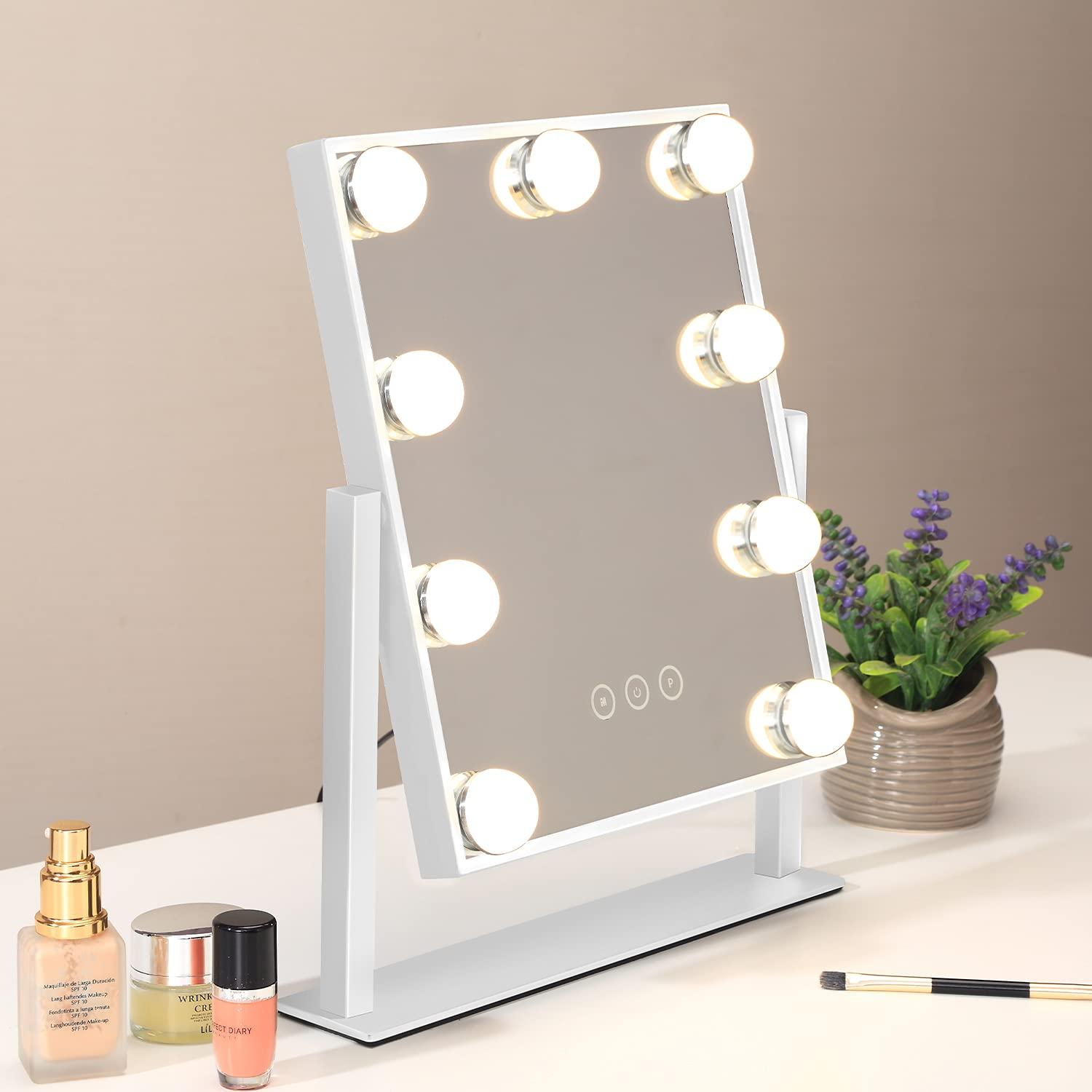 NUSVAN Vanity Mirror with Lights, Makeup Mirror with Lights,3 Color Lighting Modes Detachable 10X Magnification Mirror Touch Control,360°Rotation, White. - Image 9