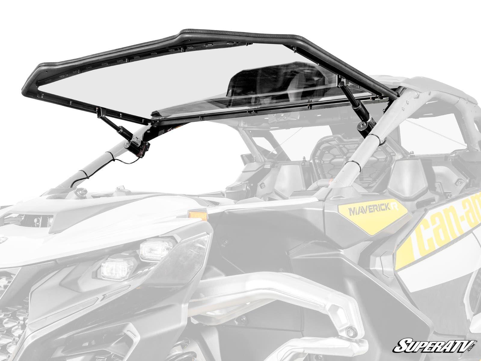 SuperATV MaxDrive Power Flip Windshield for Can-Am Maverick R MaxDrive, Can be Opened to Any Position for Full Airflow Control, 1/4” Polycarbonate 250x Stronger than Glass, USA Made - Image 2