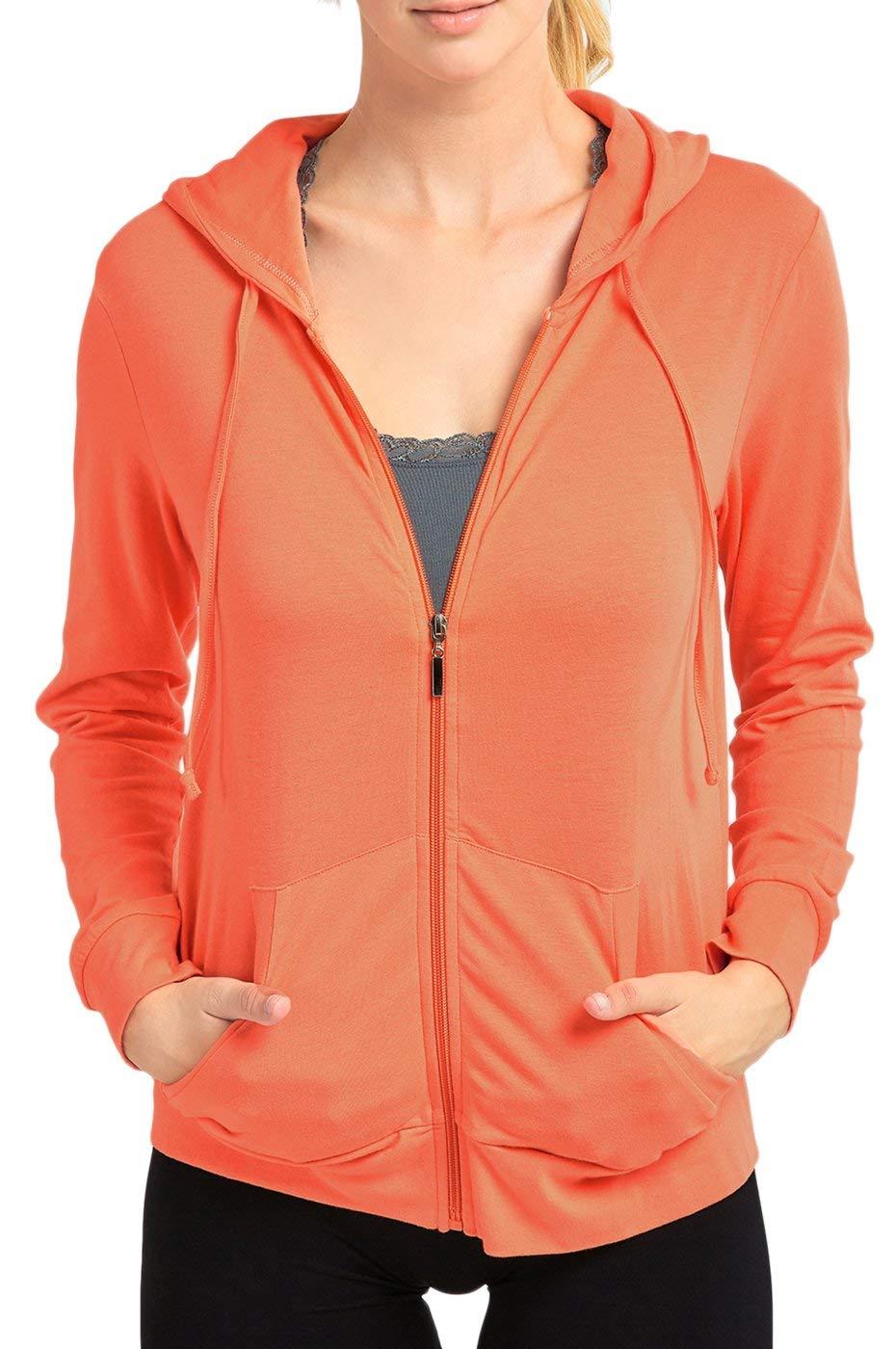 Sofra Women's Thin Cotton Zip Up Hoodie Jacket - Image 4