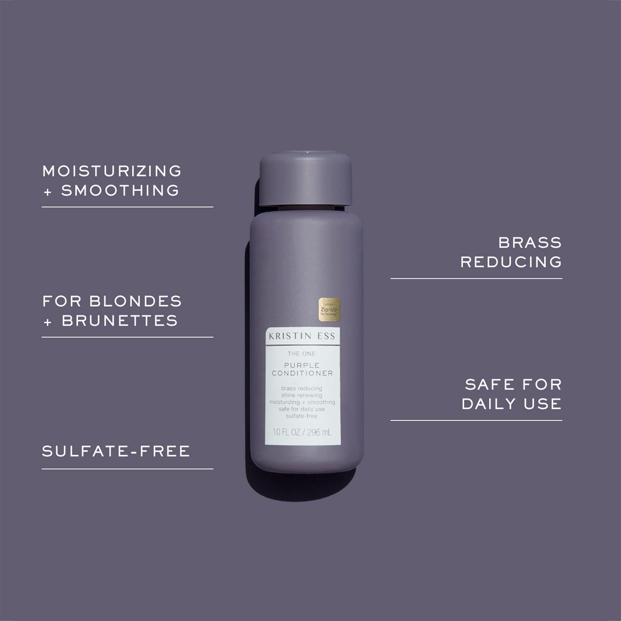 Kristin Ess Hair Purple Shampoo and Conditioner Set for Blonde, Brunette, Silver + Gray Hair, Anti Brass + Yellow Tones, Safe for Color Treated Hair, Sulfate Free Toning Shampoo Conditioner - Image 5