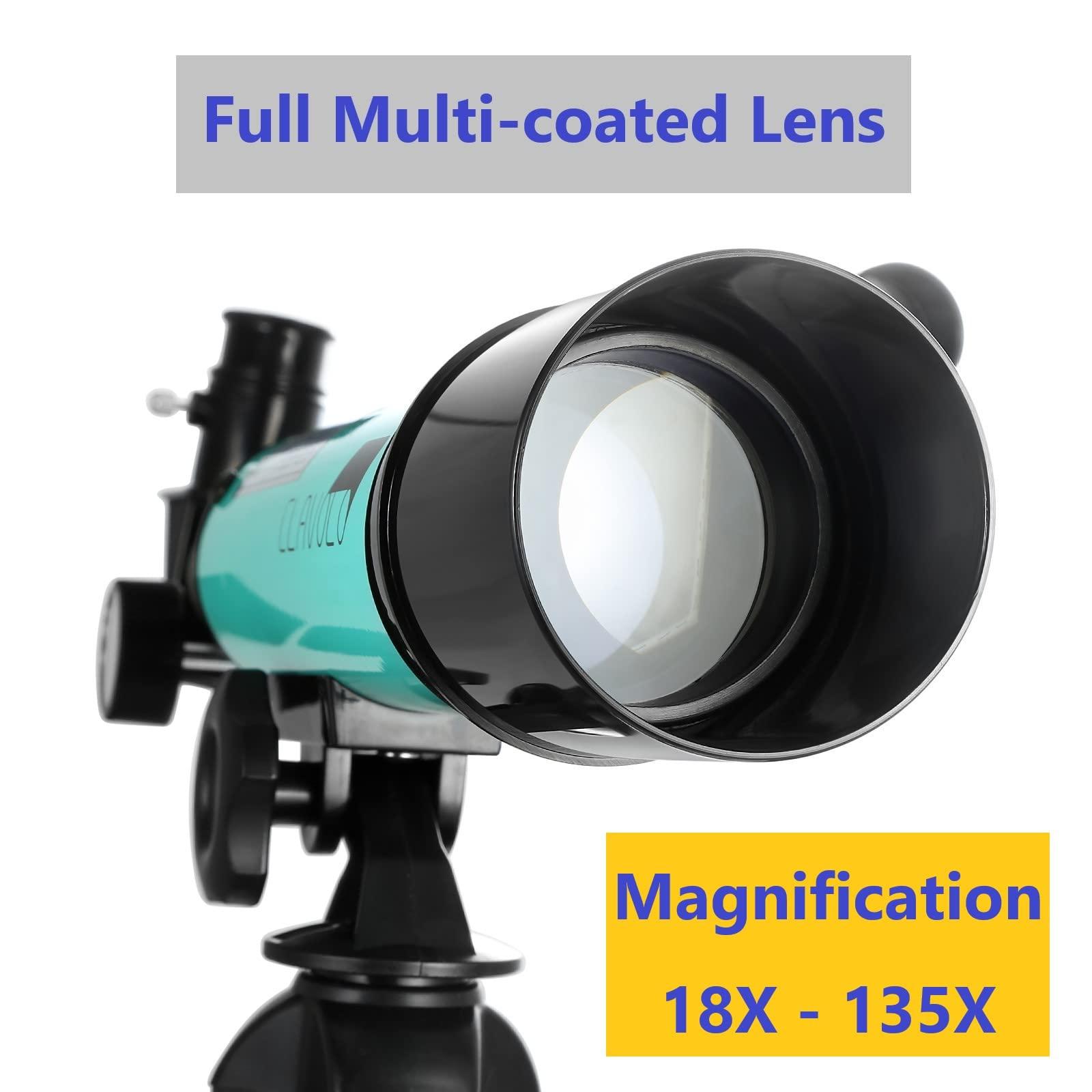CLAVOLO Refractor Telescope with Finder Scope for Kids & Astronomy Beginners, Travel Telescope with 3 Eyepieces Magnification 18X – 135X - Image 3