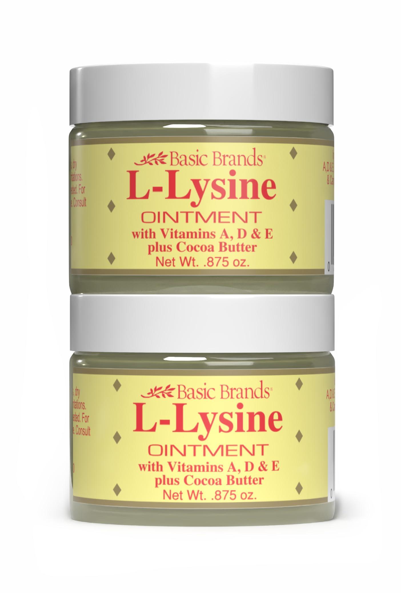 Basic Brands - L-Lysine Ointment - 0.875 oz - Lysine Cold Sore Treatment and Blister Relief - Soothes Chapped Lips and Dry Skin – 2-Pack