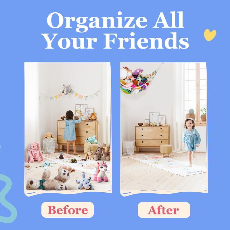 Lilly's Love Stuffed Animal Hammock, 2 Pack | Corner Hanging Organizer, Toy Storage, Stuffed Animal Storage | Easy to Hang Plushie Net w/Anchors & Hooks | Cute Room, Bedroom & Home Decor (White) - Image 4