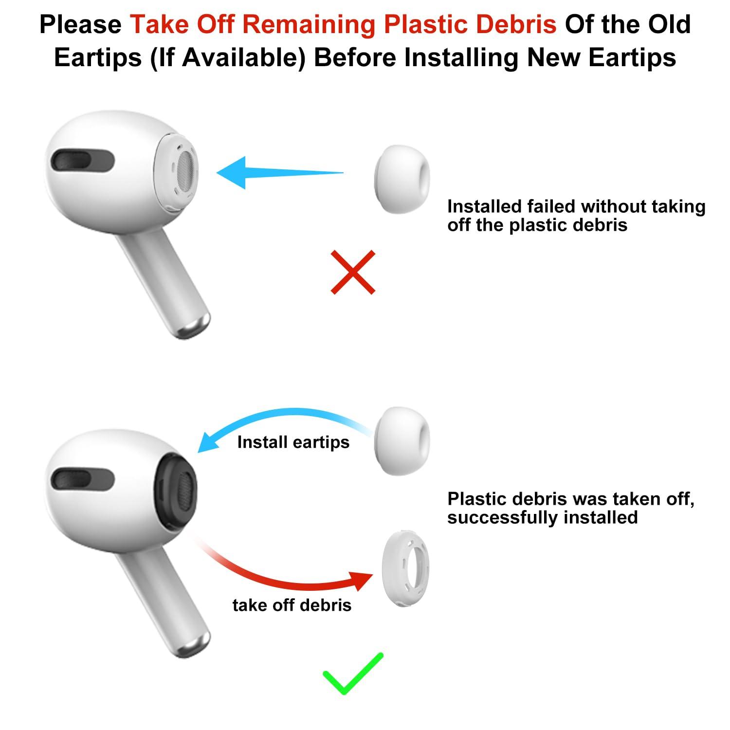 [3 Pairs] Replacement Ear Tips for AirPods Pro and AirPods Pro 2nd Generation with Noise Reduction Hole, 3 in 1 Cleaner Kit for AirPods 1 2 3 Pro/Pro 2, Silicone Ear Tips for AirPods Pro (S/M/L) - Image 2