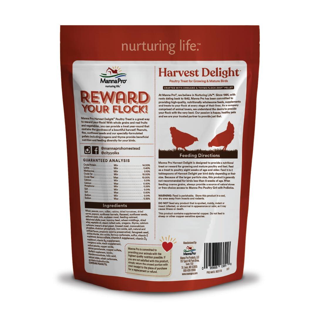 Manna Pro Harvest Delight - Whole Ingredient Chicken Treat - Harvest Mix of Grains, Raisins, Tomatoes, Carrots, Sunflower Seeds - Mixed Flock Poultry Treat - 2.5 lbs - Image 2