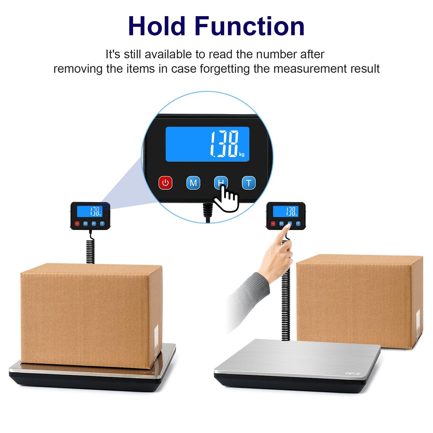 TIPRE Digital Shipping Postal Scale 0.5 oz High Accuracy！440lb Commercial Weight Scale for Package, Small Business, Mail, Warehouse, Home, Battery & Charging Cable Included - Image 4
