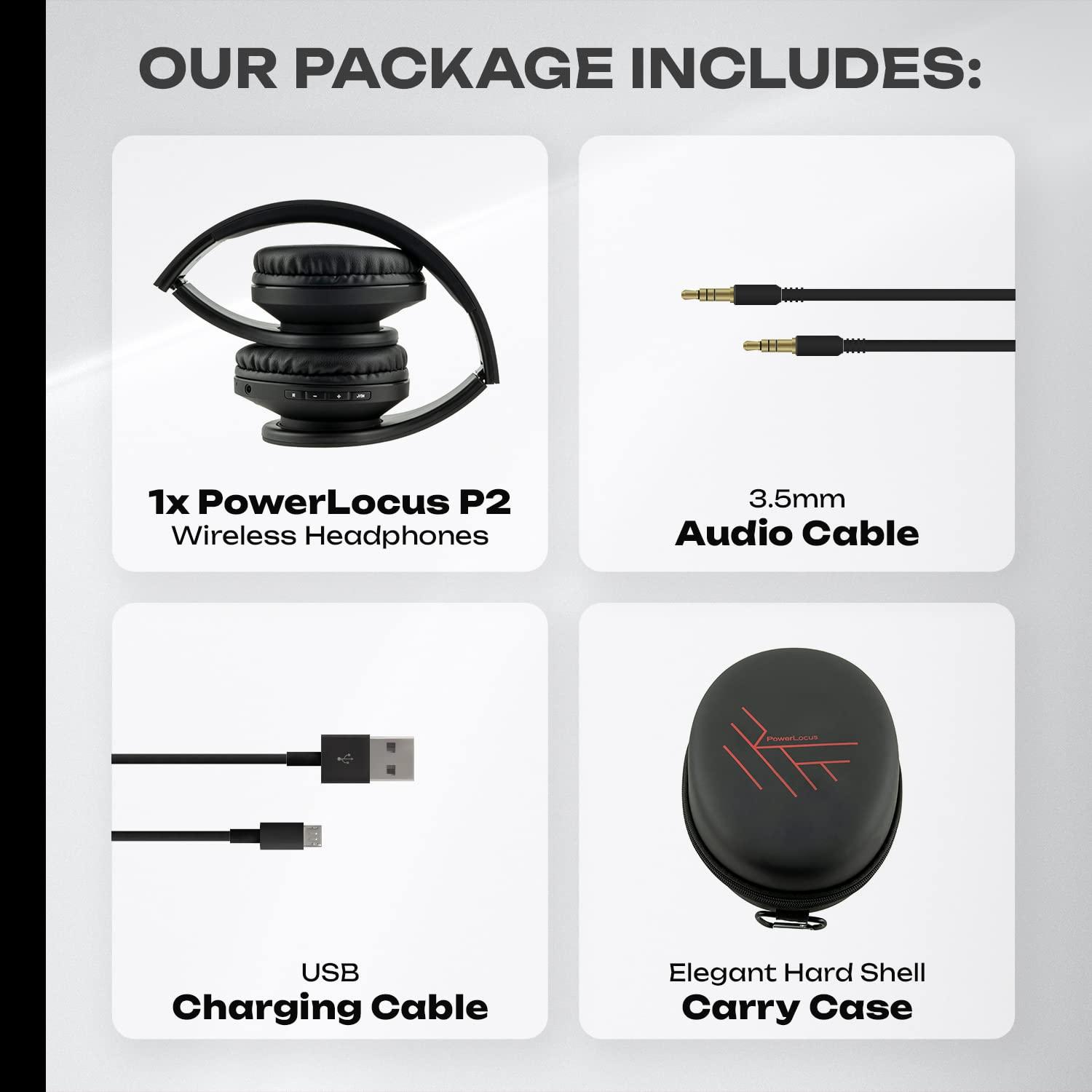PowerLocus Bluetooth Over-Ear Headphones, Wireless Stereo Foldable Headphones Wireless and Wired Headsets with Built-in Mic, Micro SD/TF, FM for iPhone/Samsung/iPad/PC (Black) - Image 8