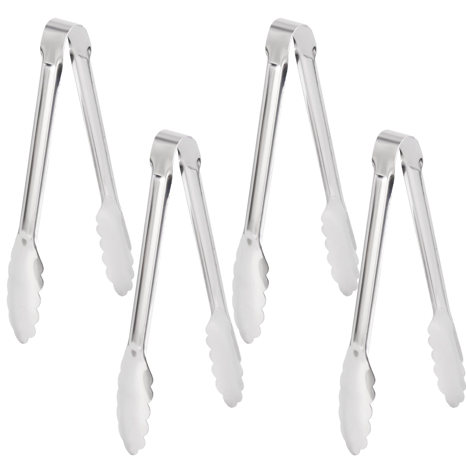 4 Pack Silver Serving Tongs,Metal Serving tongs,for buffet,party,9 Inch,Silver Utensills,(tongs for serving food)