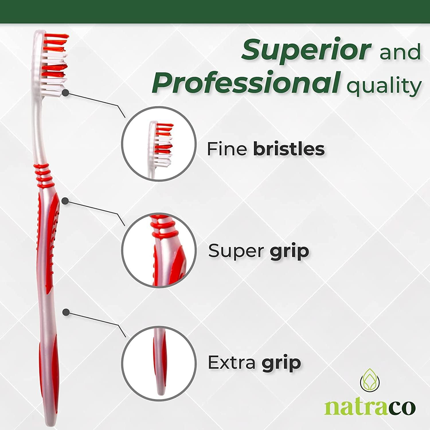natraco Bulk Toothbrush Pack with Covers | Premium Quality Individually Wrapped Colorful Tooth Brushes | Medium Soft Bristles for Travel, Donations, Hotels (100) - Image 6