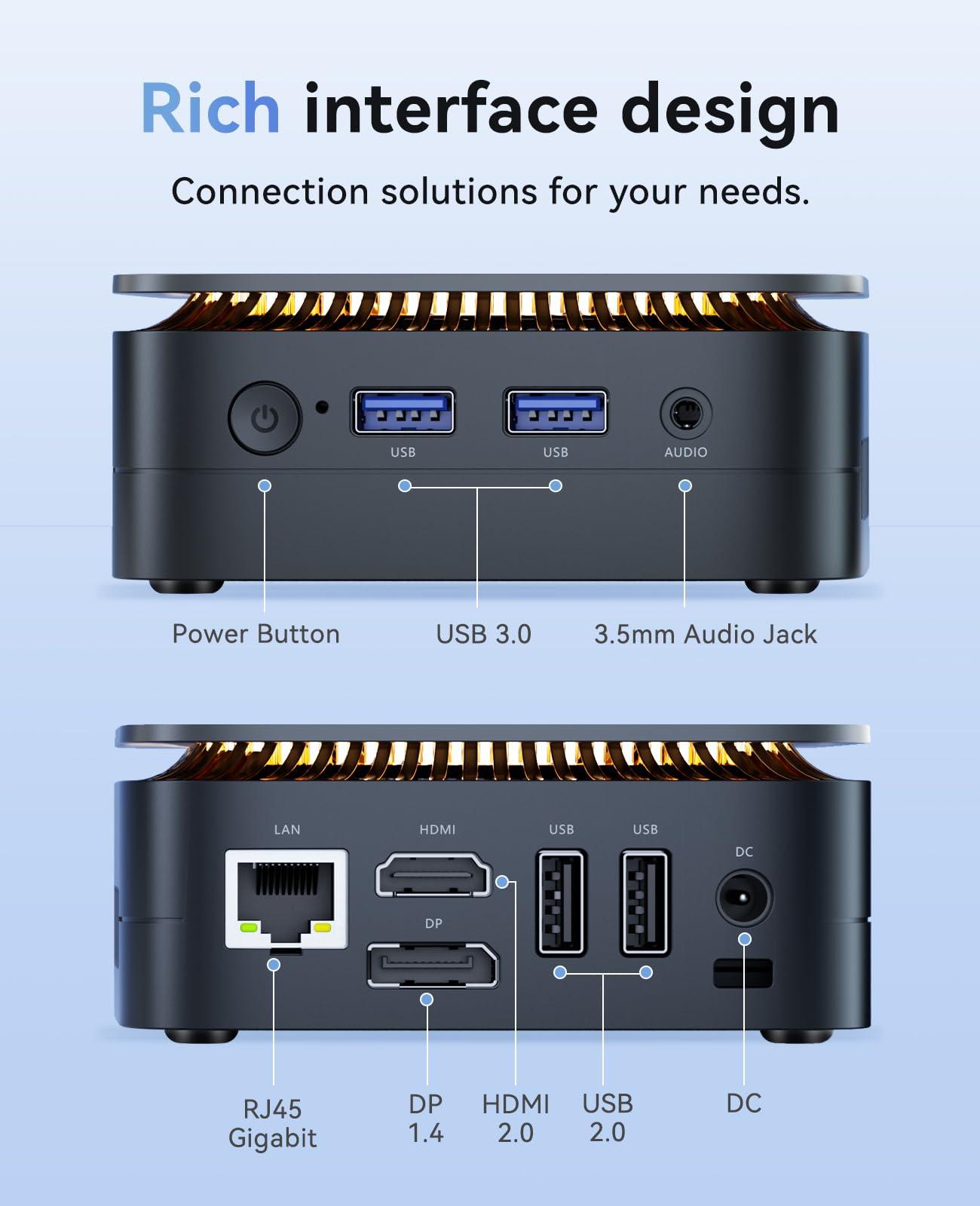 KAMRUI Mini PC Computer, Intel Processor N97 (up to 3.6 GHz), 16GB DDR4 RAM 256GB M.2 SSD, Mini Desktop Computer Support Dual 4K, WiFi, Bluetooth, Ethernet, HTPC for Business, Education, Home - Image 5