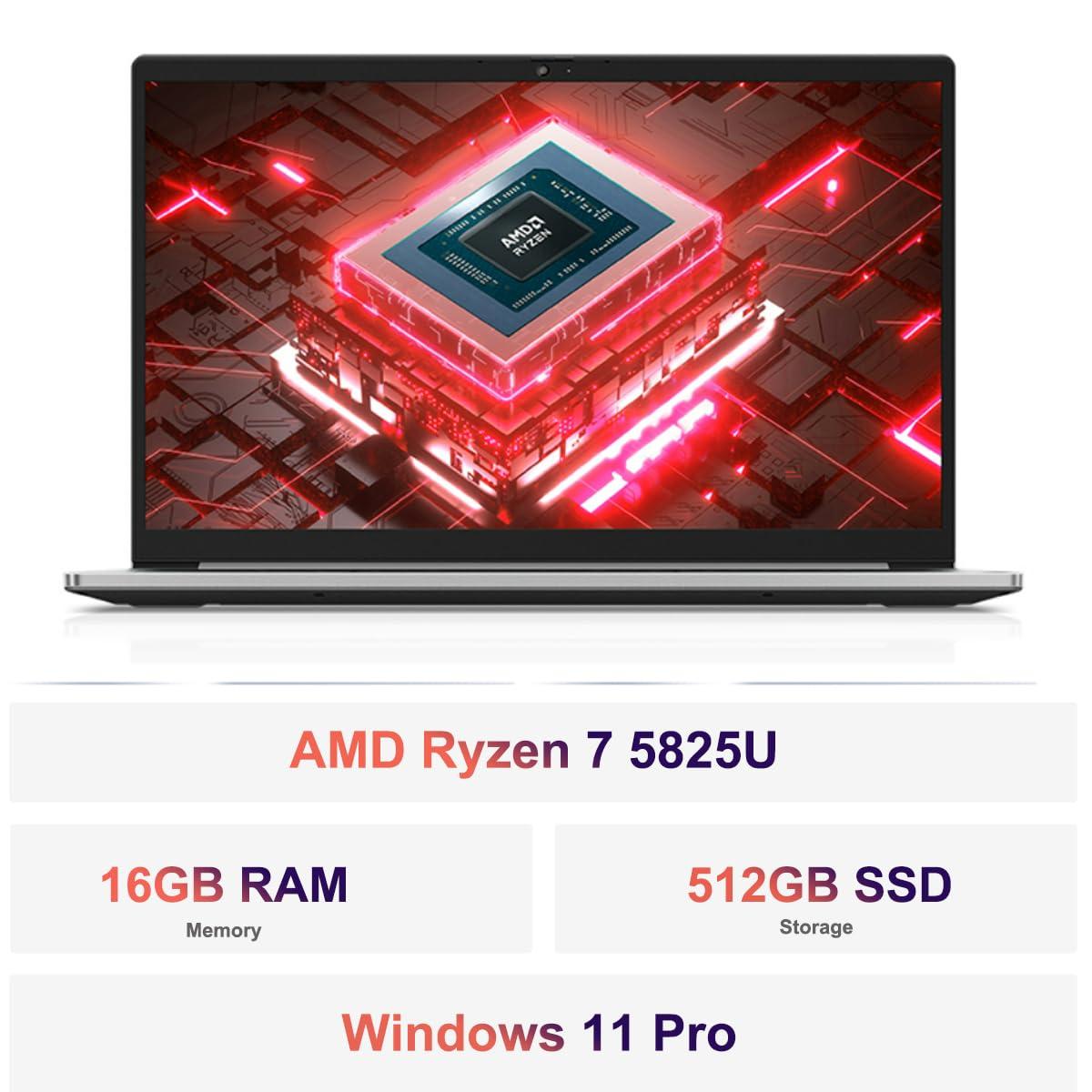 Lenovo ThinkBook 15 Business Laptop (15.6" FHD Anti-Glare, 16GB RAM, 512GB SSD, AMD Ryzen 7 5825U (> Intel i7-1165G7)), FHD Webcam w/ Shutter, Military Grade, Fingerprint, Ethernet, Win 11 Pro, Grey - Image 2