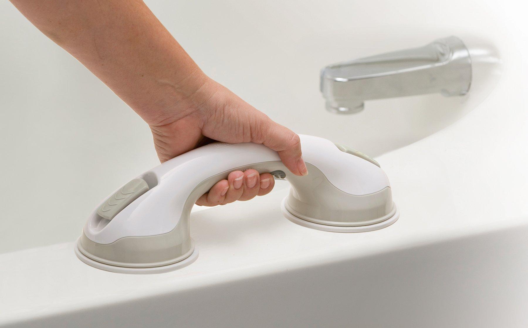Safe-er-Grip Safe-er-Grip Changing Lifestyles Suction Cup Grab Bars for Bathtubs & Showers; Safety Bathroom Assist Handle, White & Grey, 12 inches - Image 4