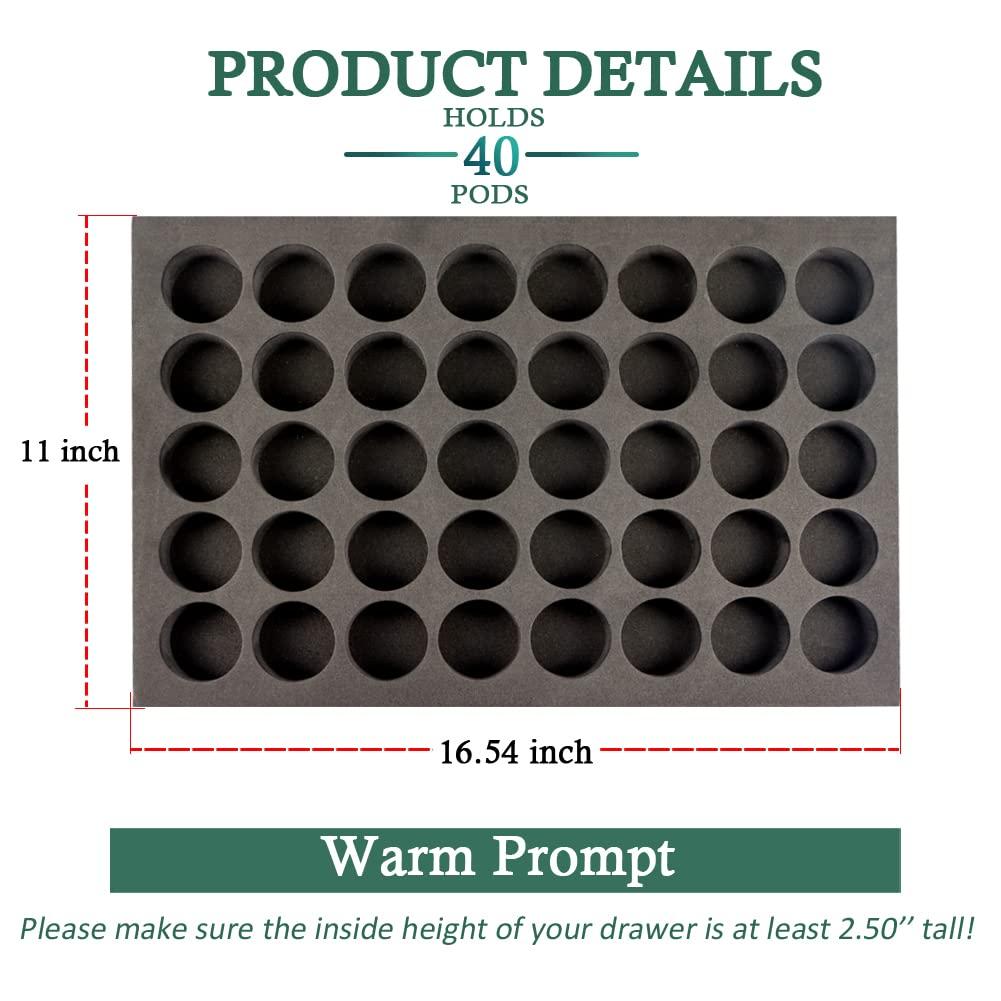 Coffee Pod Holder Compatible with KCup Keurig Pods Coffee Holder Drawer Organizer Tray for Kitchen Office Home Holds 40 Coffee Pods (16.5” X 11”) - Image 2