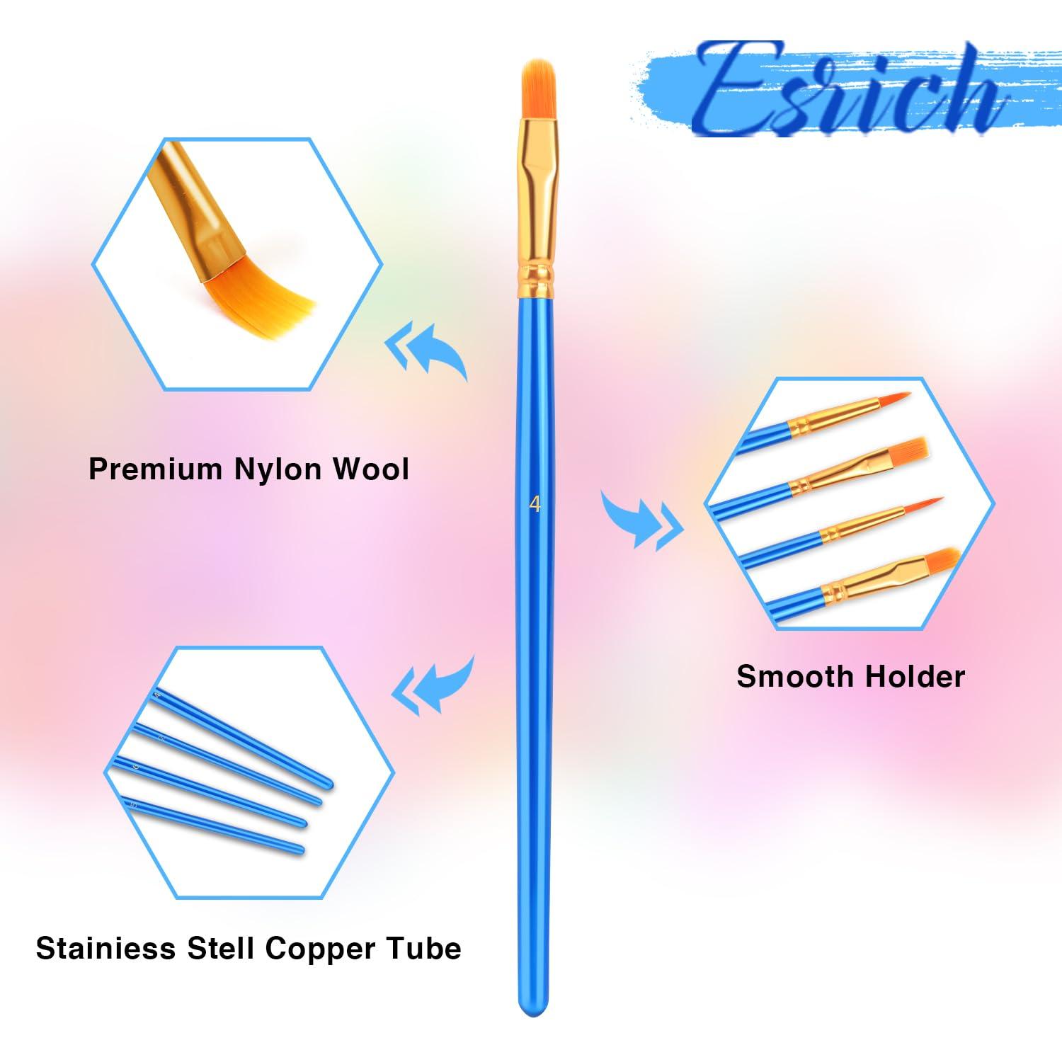 ESRICH Acrylic Paint Brushes Set, 20 Packs / 200 Pcs Nylon Hair Paint Brushes,Paint Brush Set Suitable for Oil,Watercolor,Rock Body Face Art, Kids Adult Perfect Art Painting Craft Paint Brush Kits. - Image 5