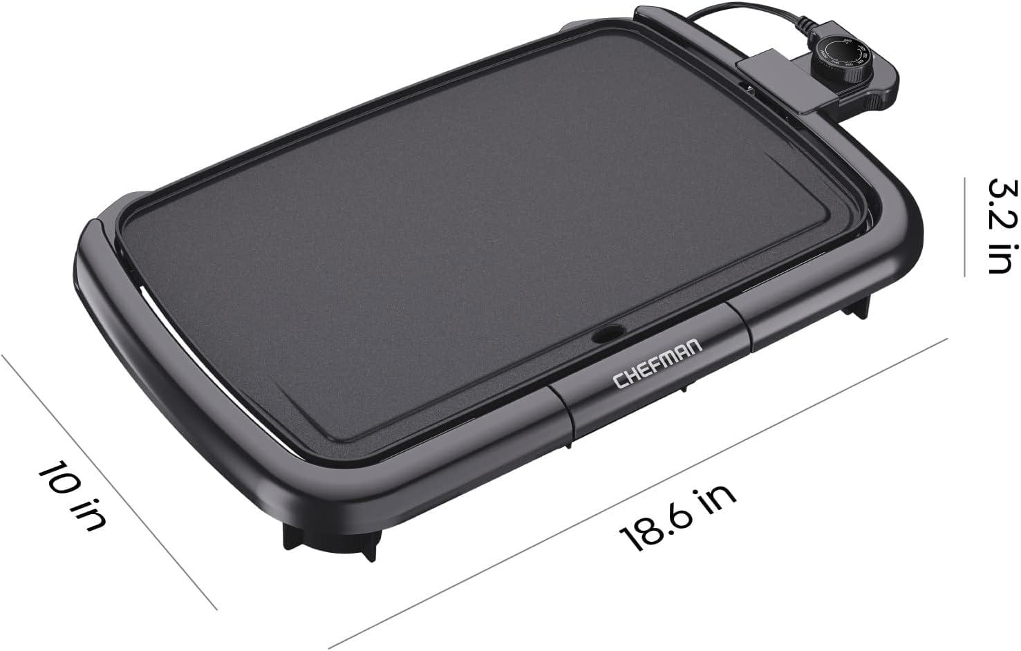 Chefman Electric Griddle with Removable Temperature Control, Immersible Flat Top Grill, Burger, Eggs, Pancake Griddle, Nonstick Easy Clean Cooking Surface, Slide Out Drip Tray, 10 x 16 Inch - Image 2