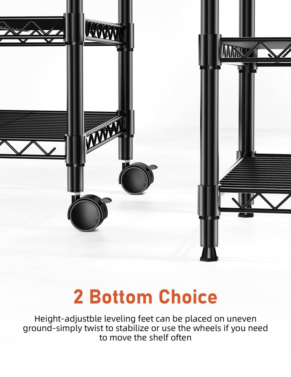 Simple Deluxe 3-Tier Storage Shelves, 750 Lbs Loading Capacity, 24.02" W x 13.78" D x 29.92" H Shelving Unit for Pantry, Garage and Kitchen, Black - Image 7