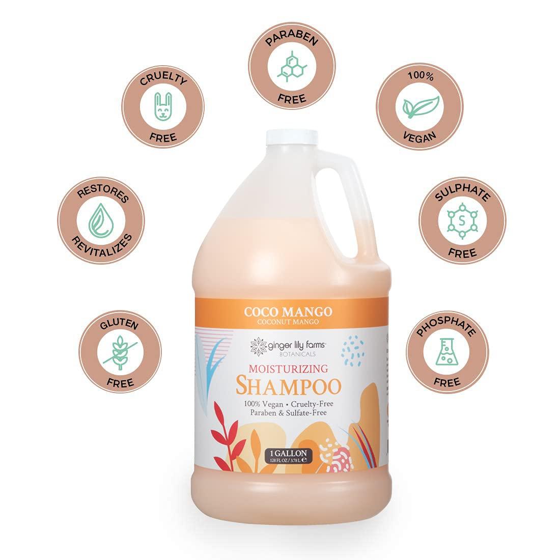 Ginger Lily Farms Botanicals Moisturizing Shampoo for All Hair Types, Coco Mango, 100% Vegan & Cruelty-Free, Coconut Mango Scent, 1 Gallon (128 fl oz) Refill - Image 4