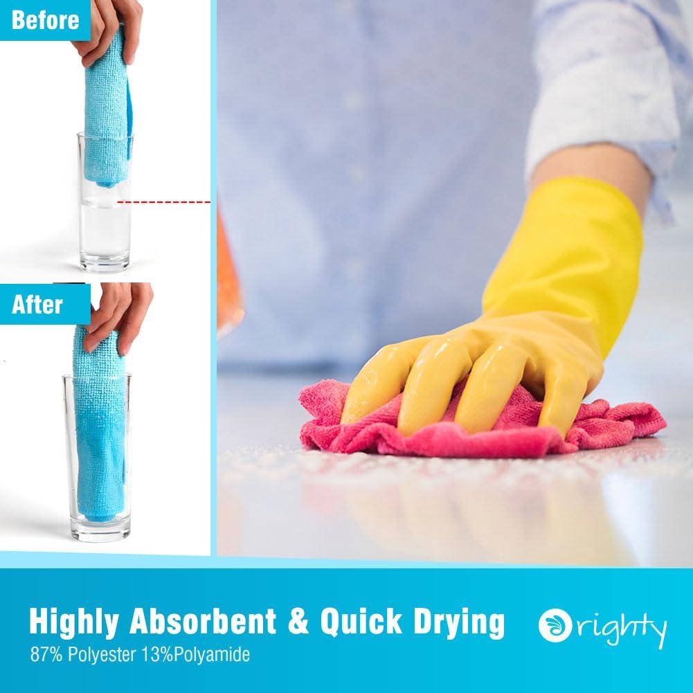 Orighty Microfiber Cleaning Cloth 12x12 inch, 24 Pack, Highly Absorbent Cleaning Supplies, Lint Free Cloths for Multiple-use, Powerful Clean Rags for House, Kitchen, Car Care (Multi-Color) - Image 4