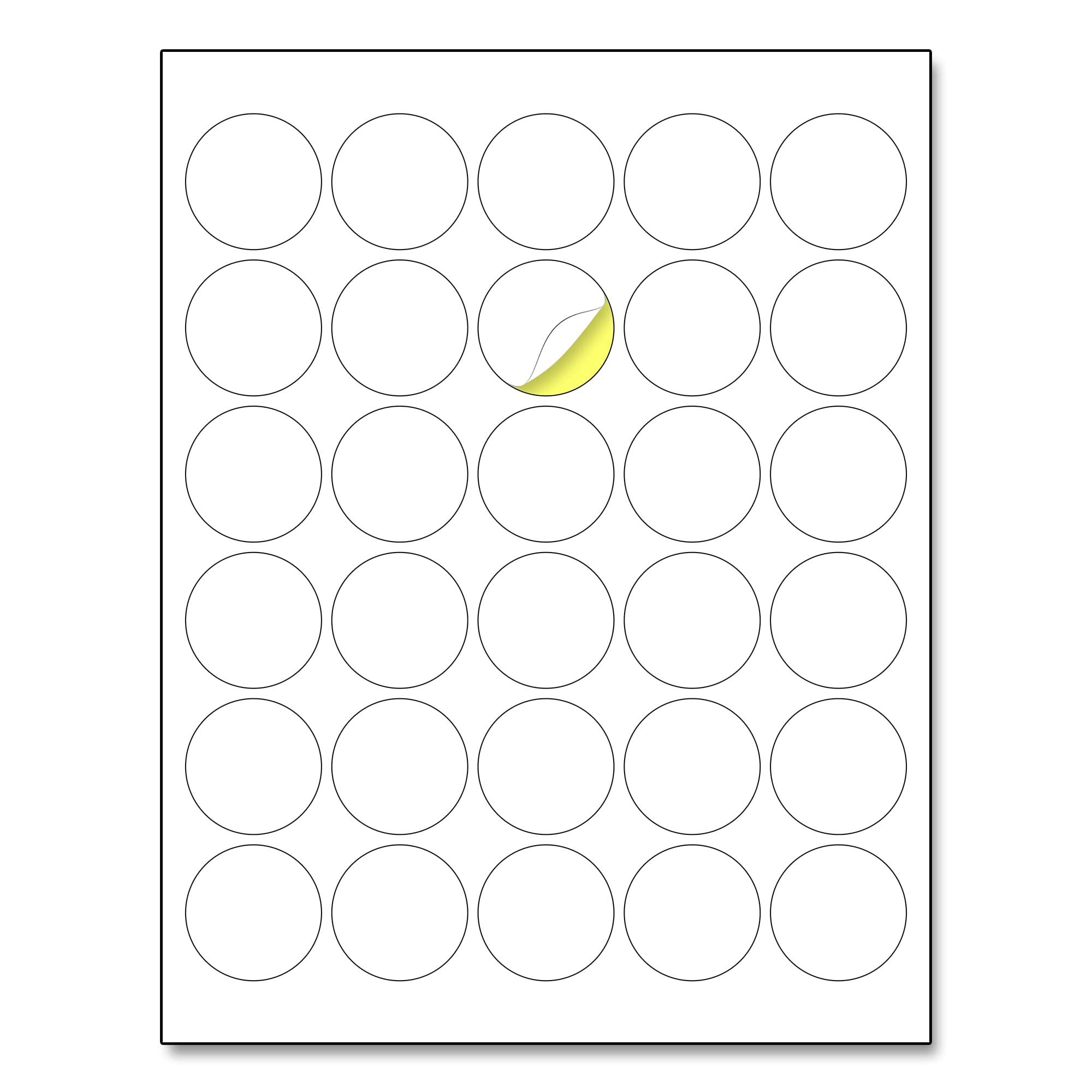 1.5" Round Matte White Sticker Label, Laser/Inkjet Printing - Letter Size, 200 Sheets